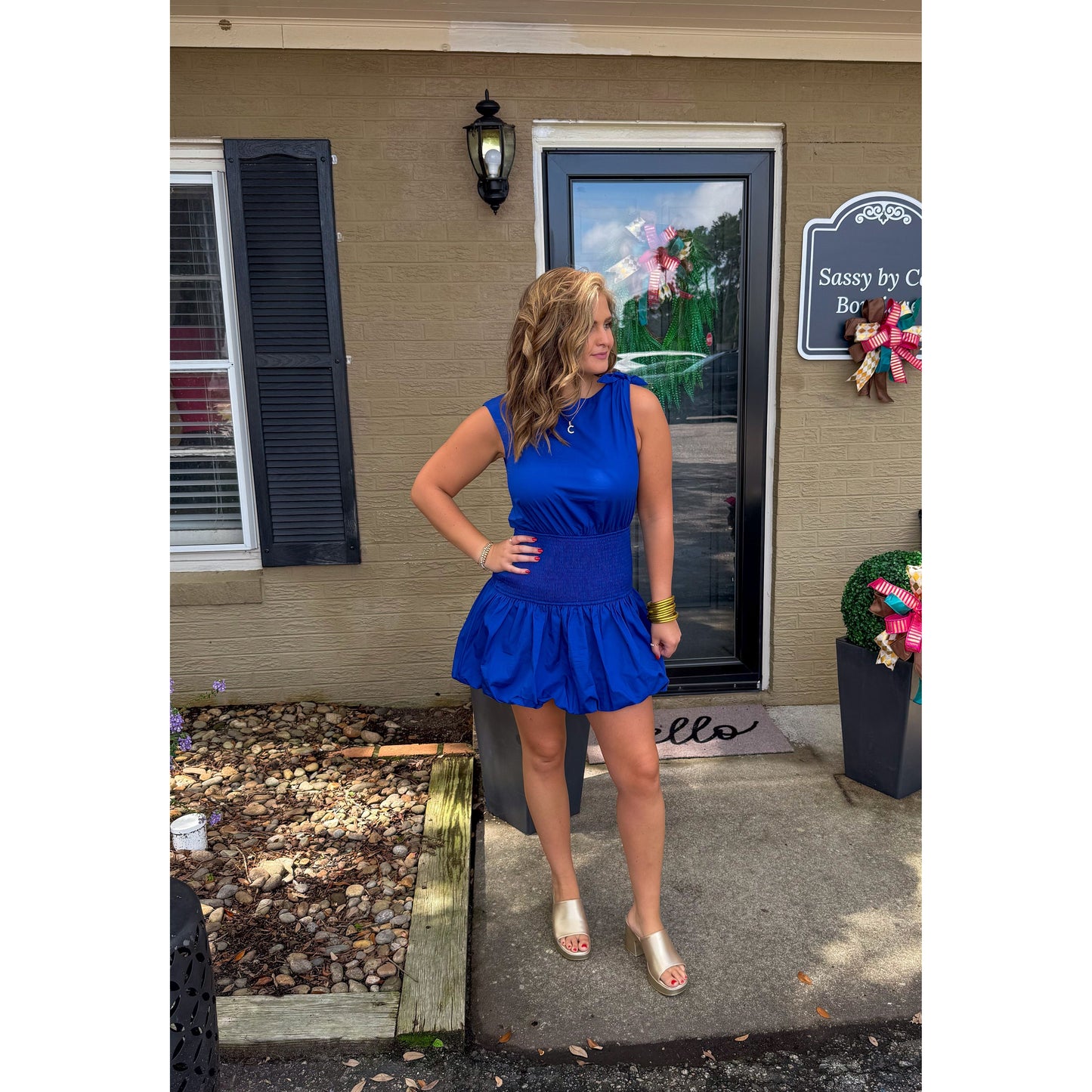 Maddy Detail Mini Dress, Royal Blue