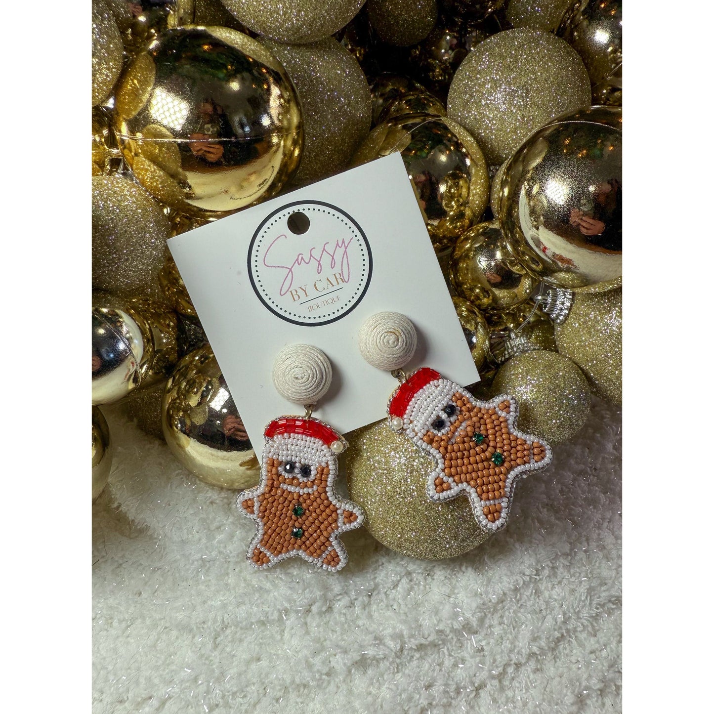 Gingerbread Man Beaded Earrings