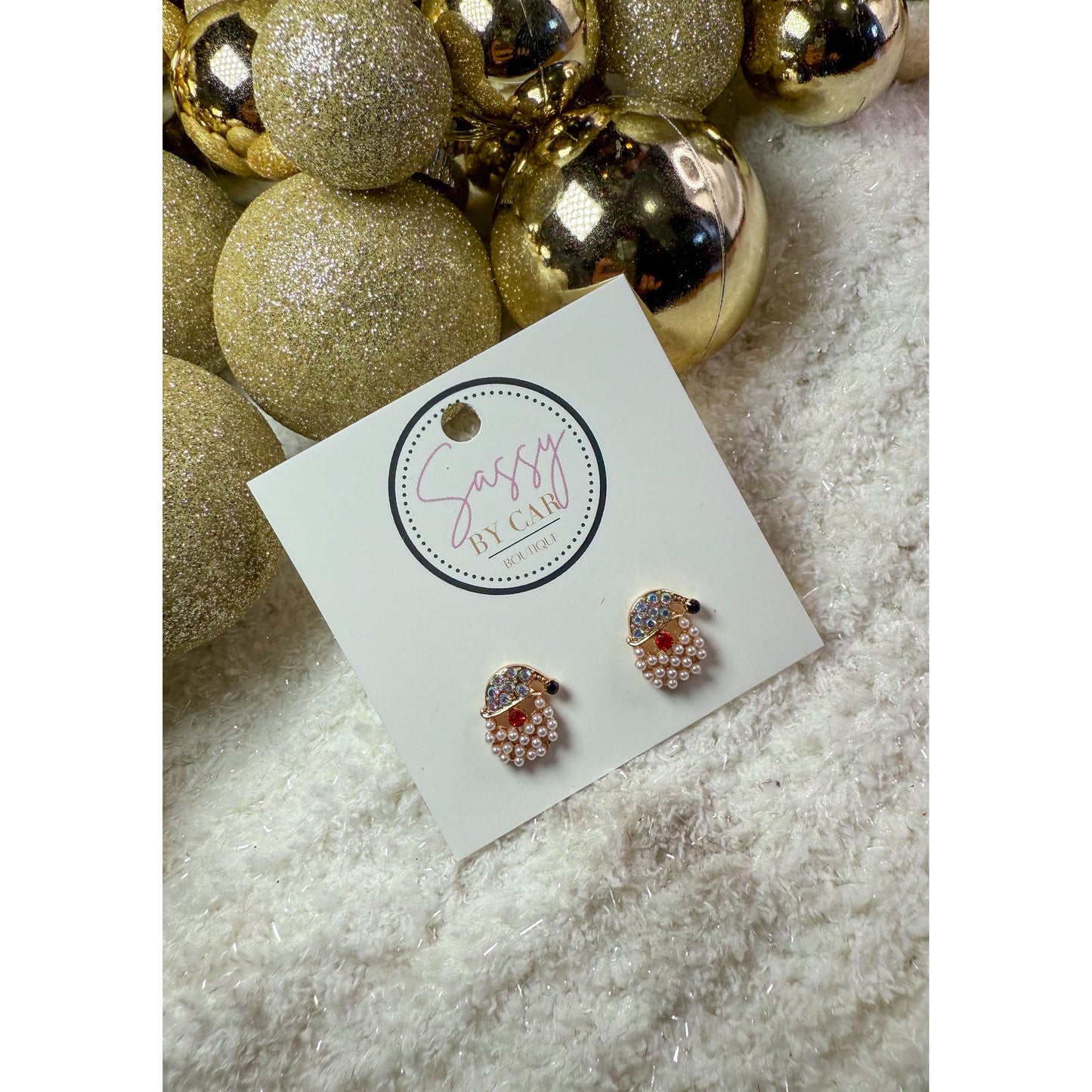 Pearl/Gold Santa Studs