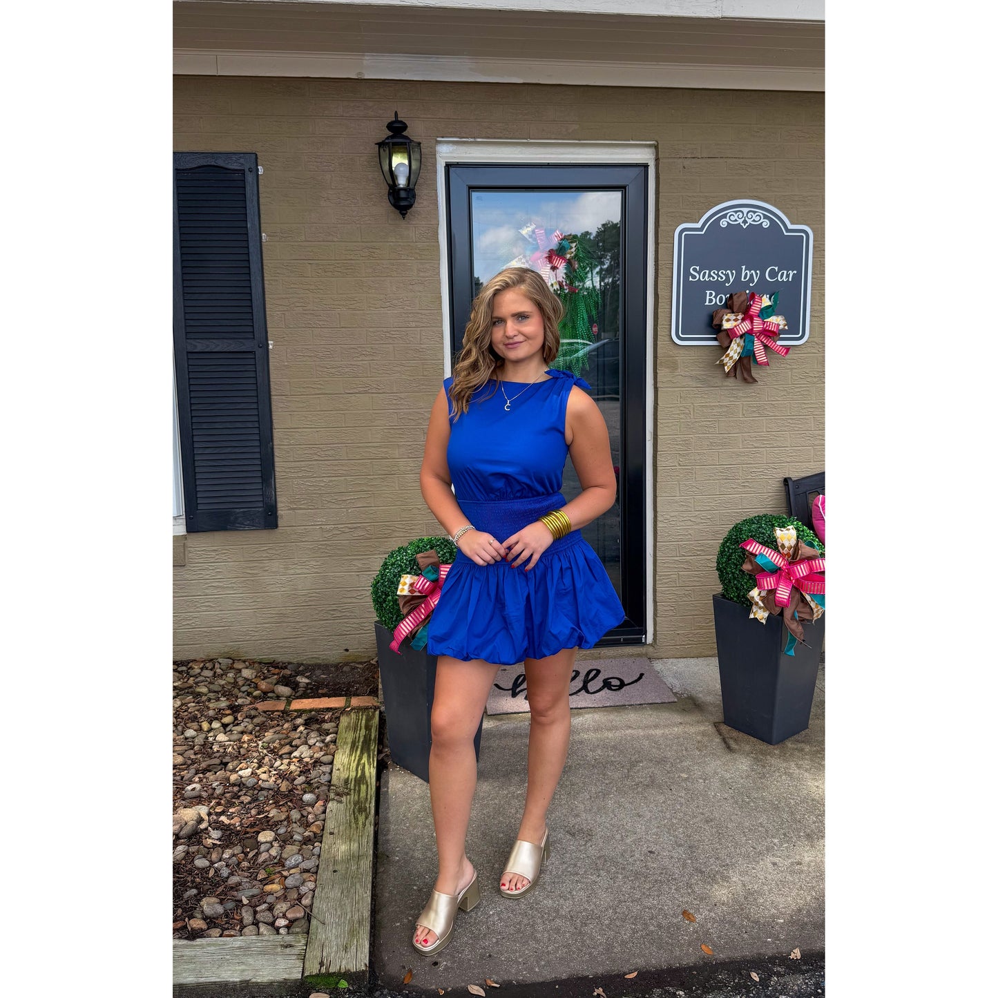 Maddy Detail Mini Dress, Royal Blue