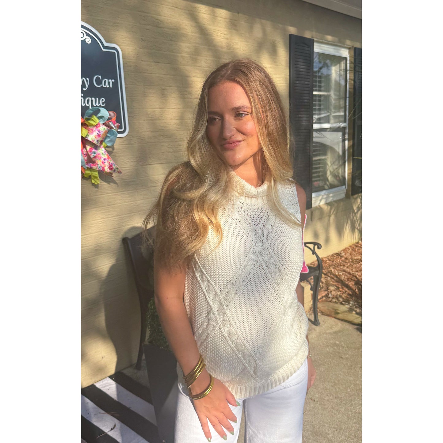 Georgia Turtleneck Top, Cream
