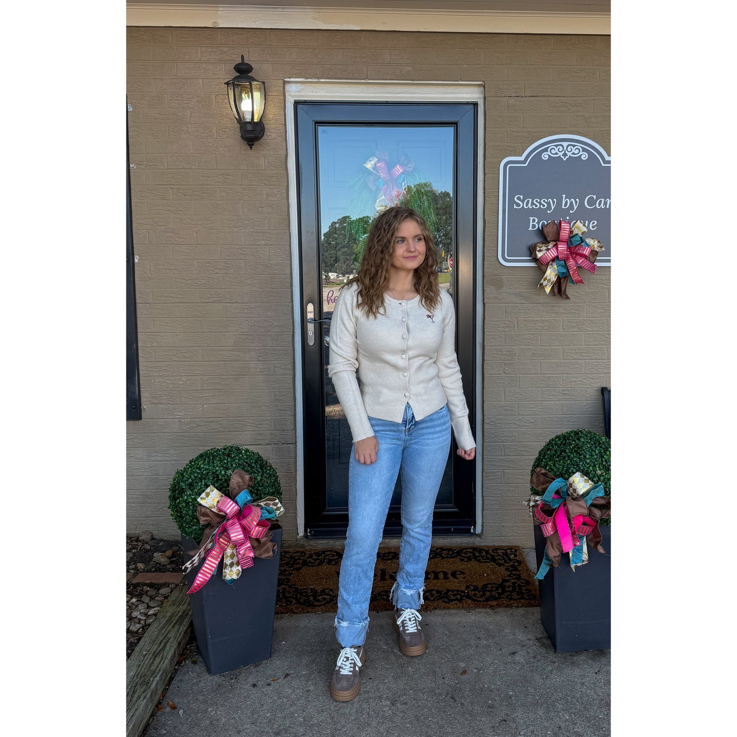 Cherry Tini Cardigan, Cream
