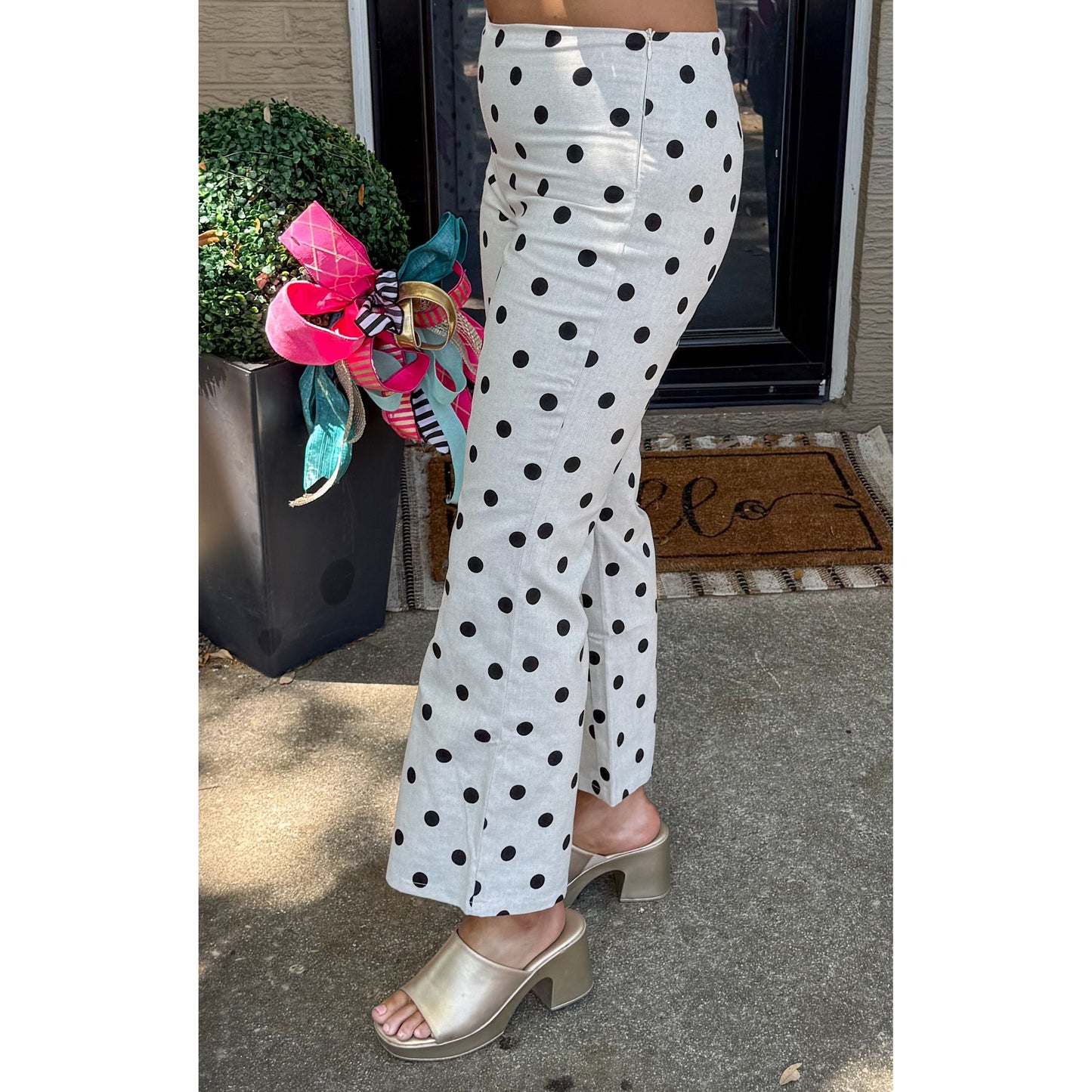 Alex Polka Dot Pants, Cream/Black
