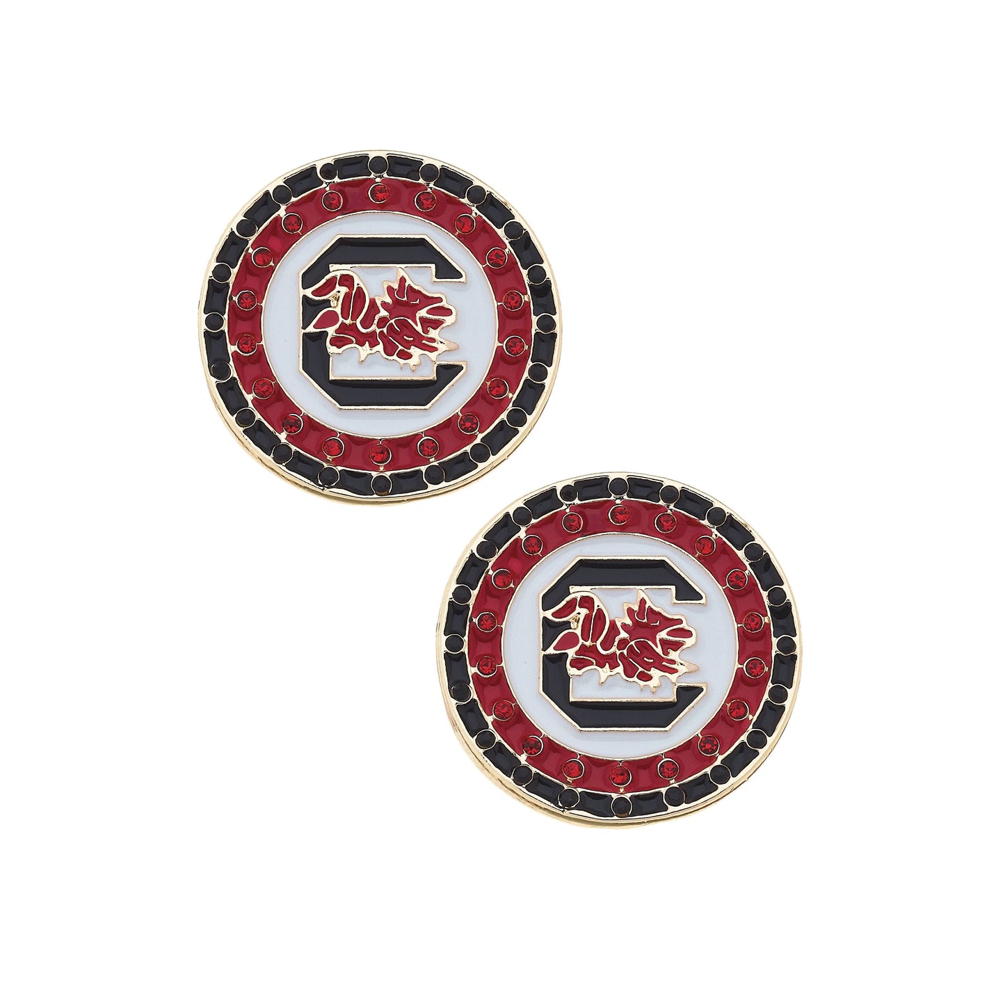 South Carolina Gamecocks Pave Disc Stud Earrings