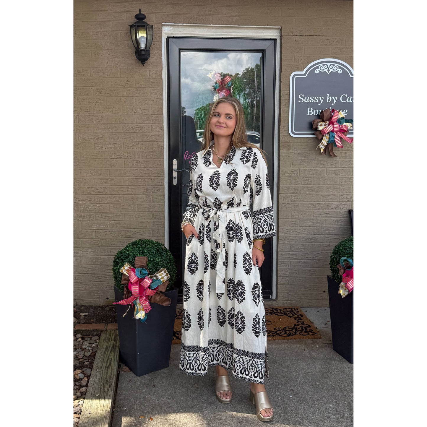 Poppy Maxi Dress, Black/White
