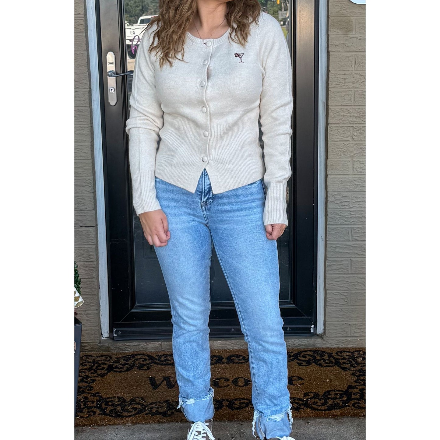 Cherry Tini Cardigan, Cream