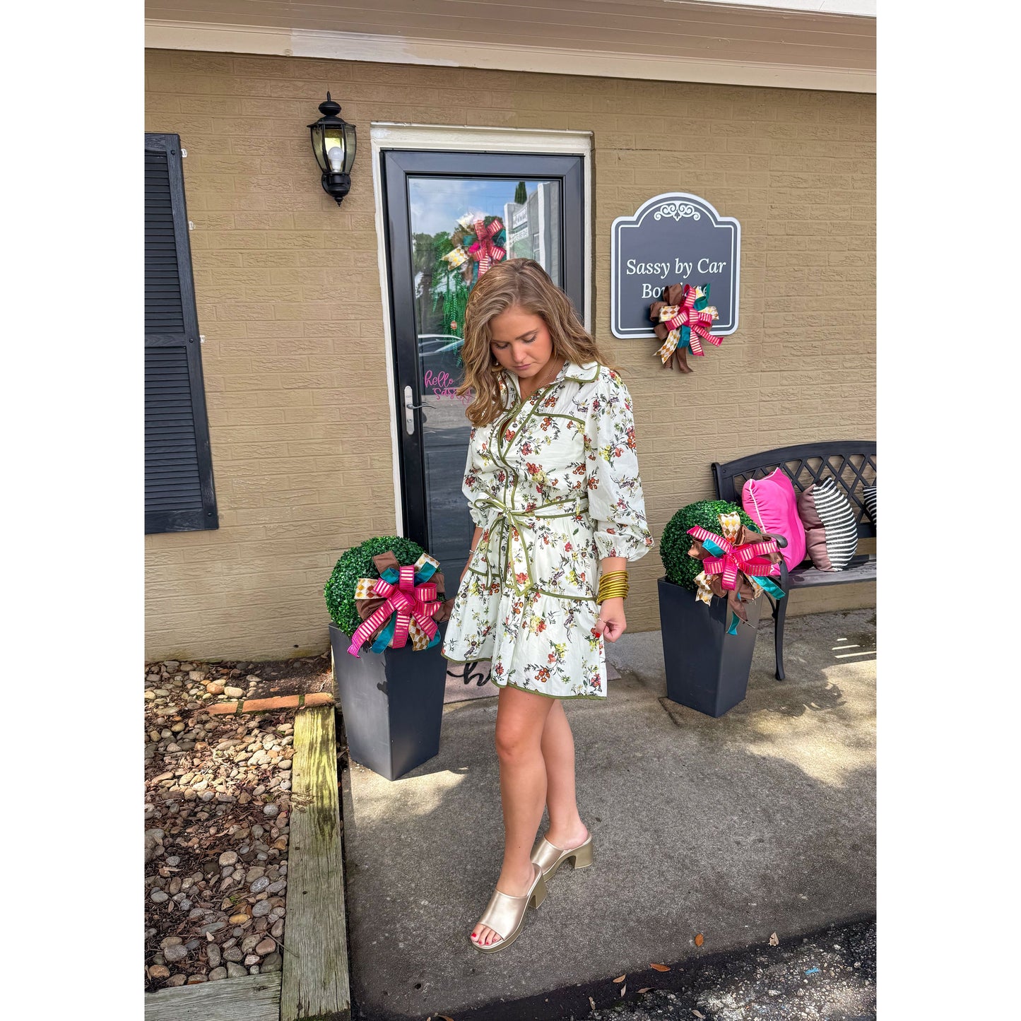 Ainsley Floral Mini Dress, Ivory Multi