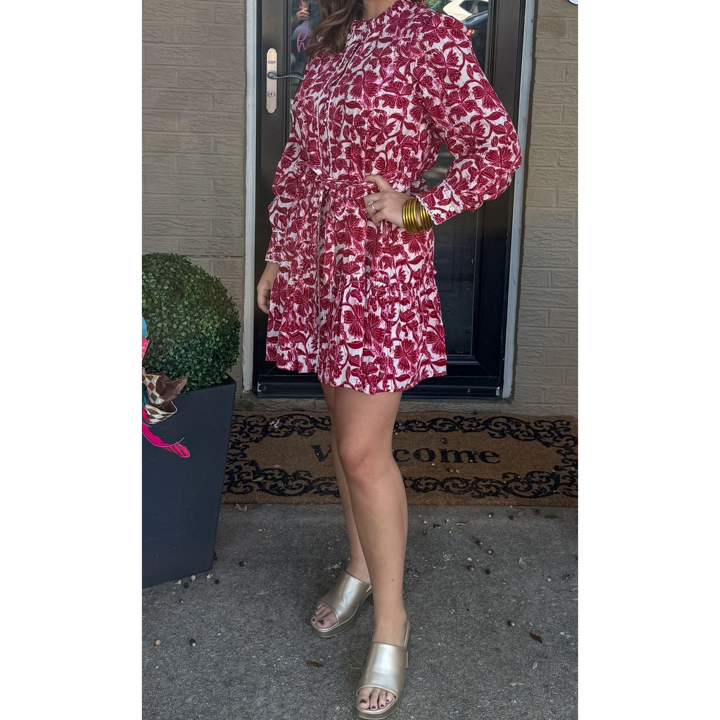 Lucy Pattern Mini Dress, Pink Multi