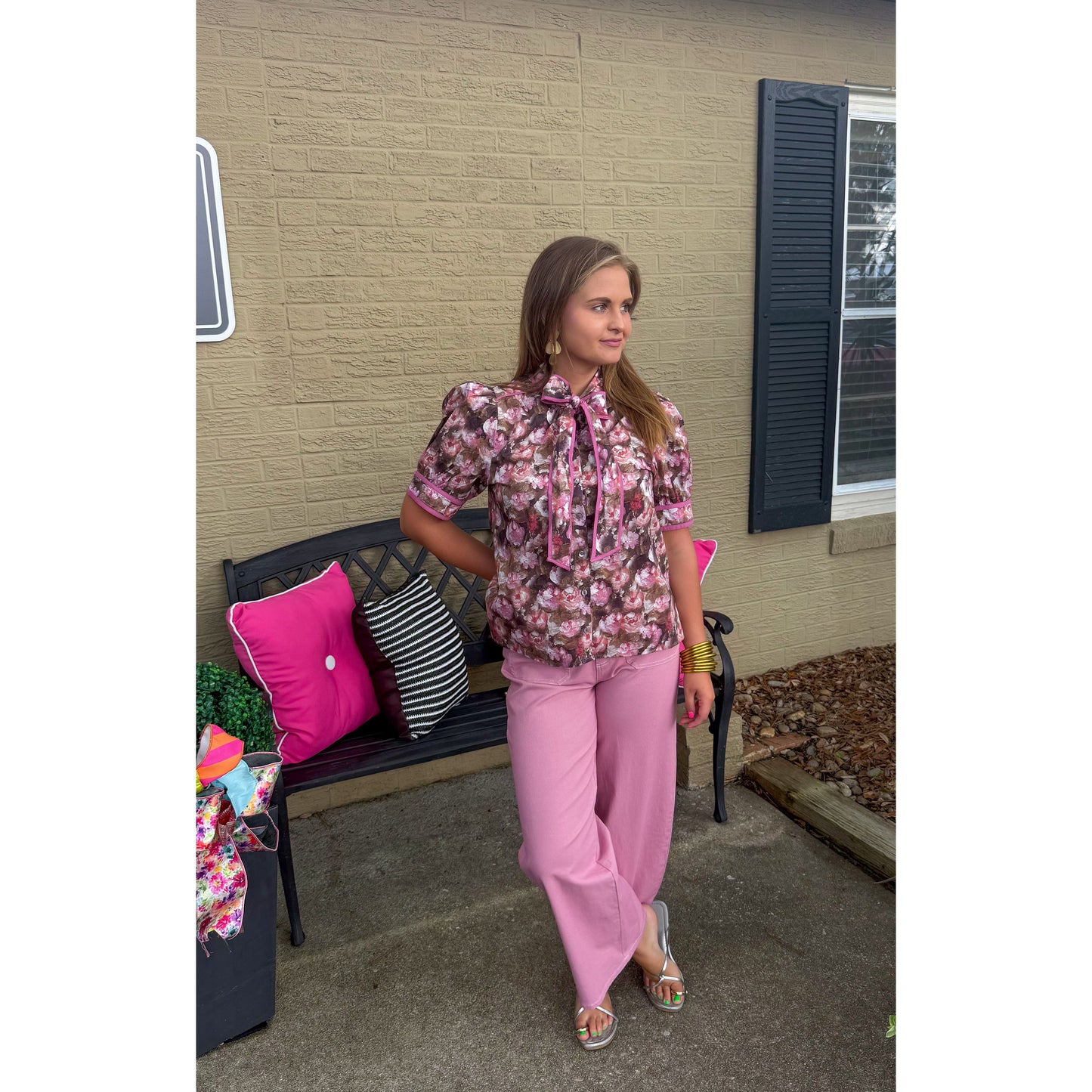 Chloe Floral Top, Mauve Multi