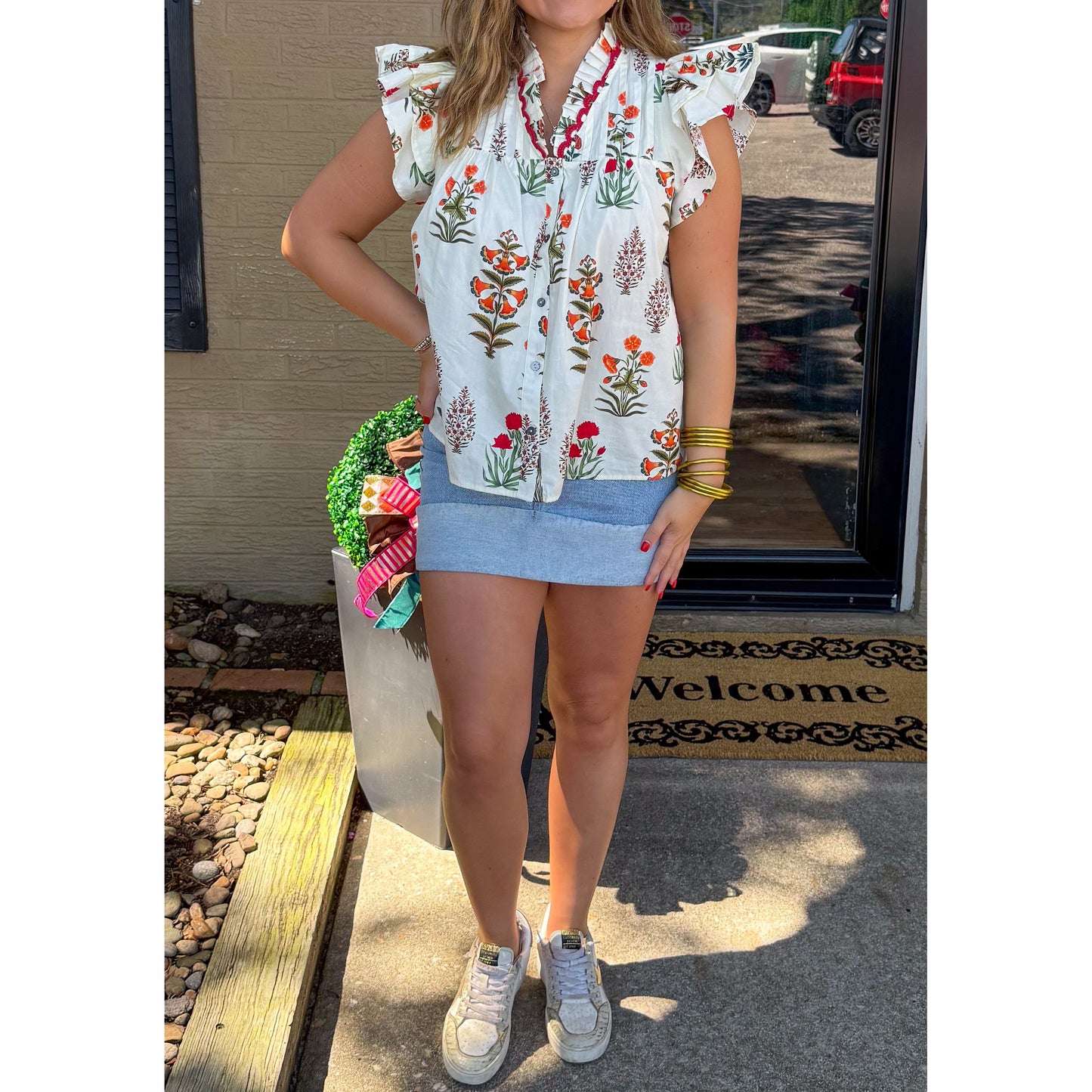 Madelyn Blouse, Ivory Multi