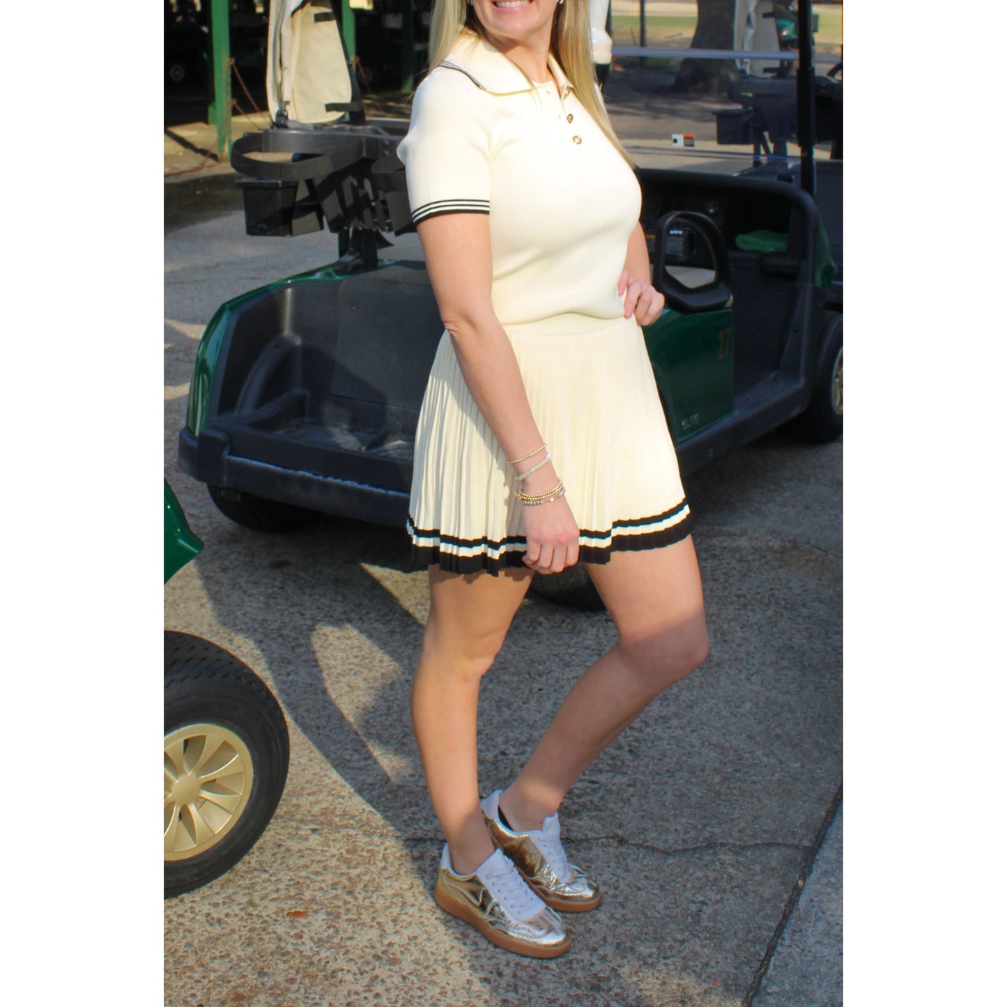 19th Hole Skirt Set, Cream/Black
