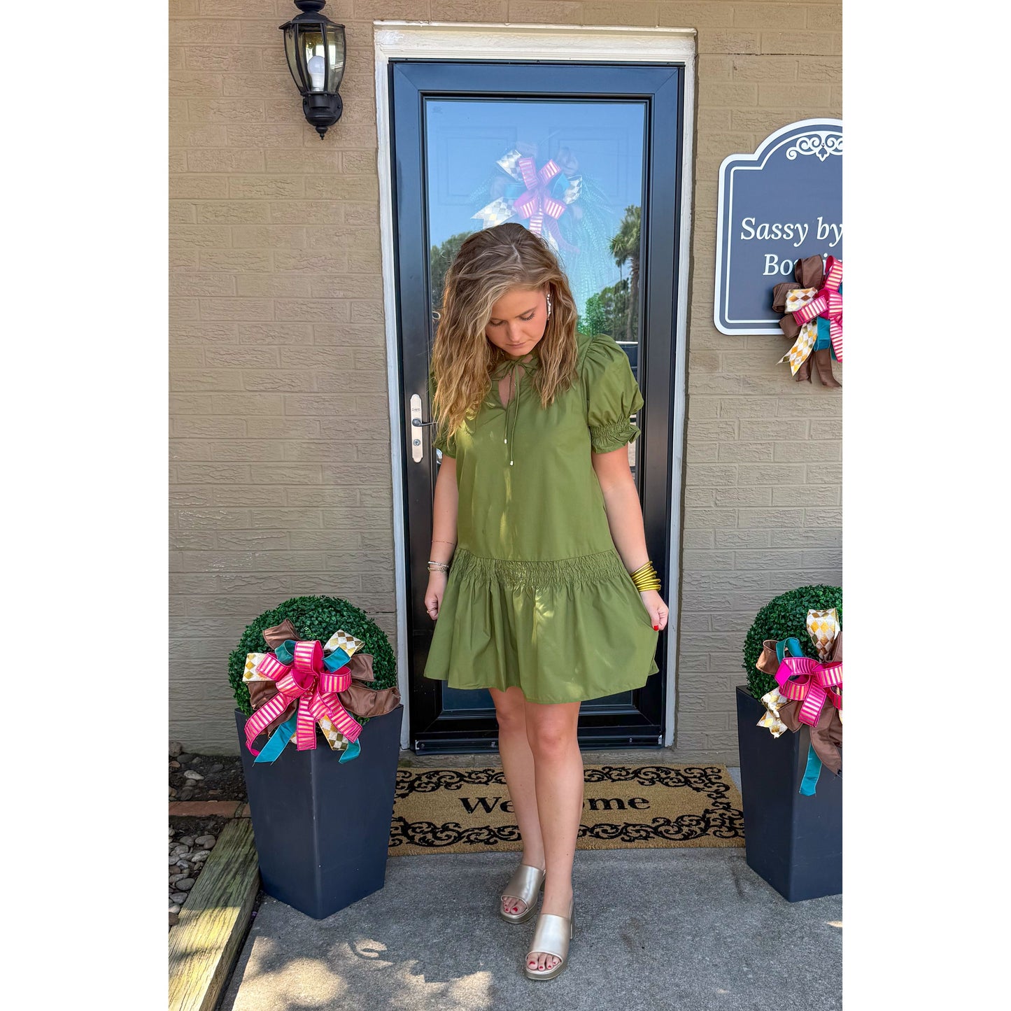 Josie Mini Dress, Olive Green