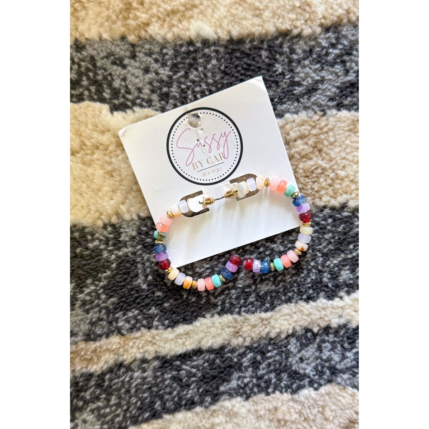 Multi Color Beaded Hoops