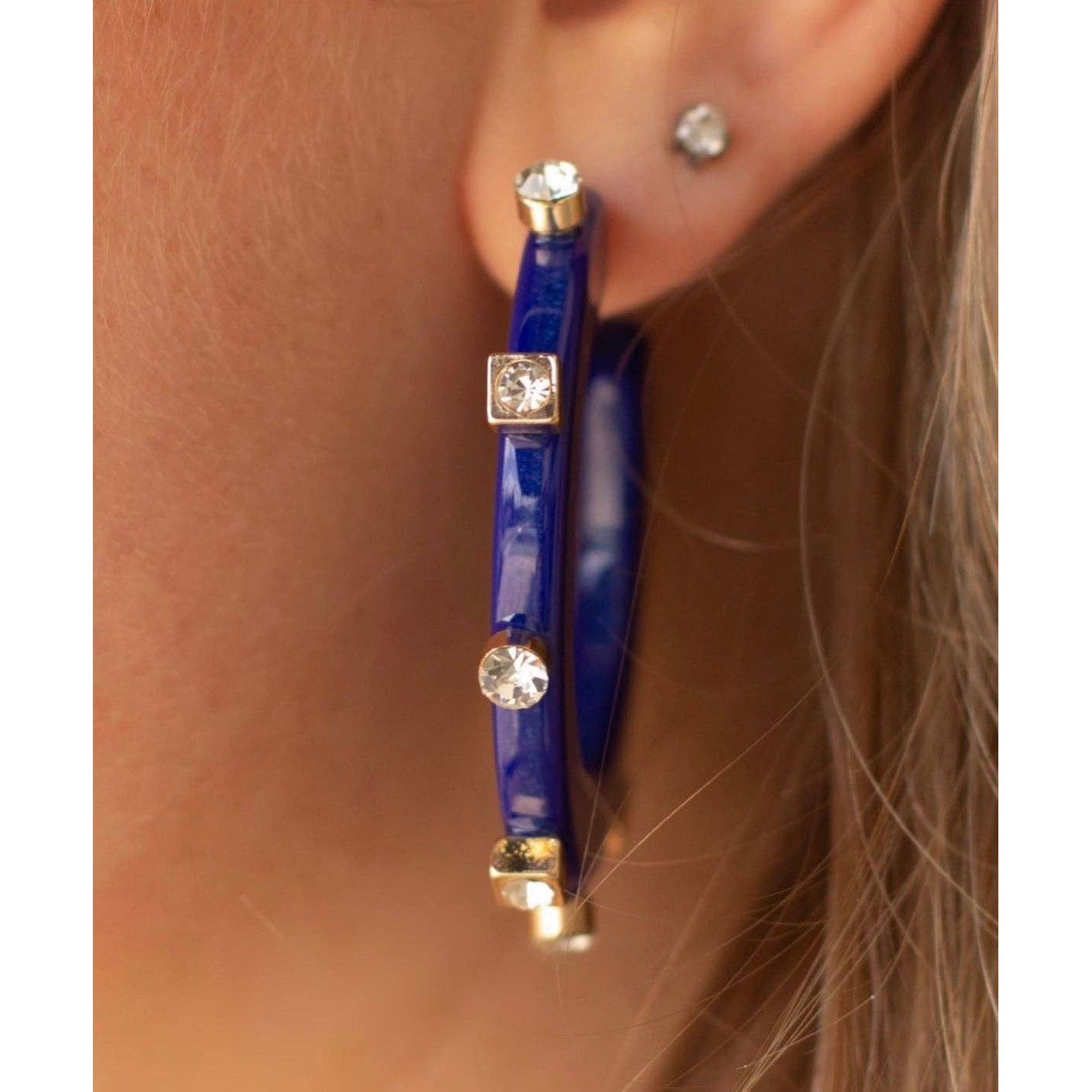 City Girl Jewel Hoop - Navy