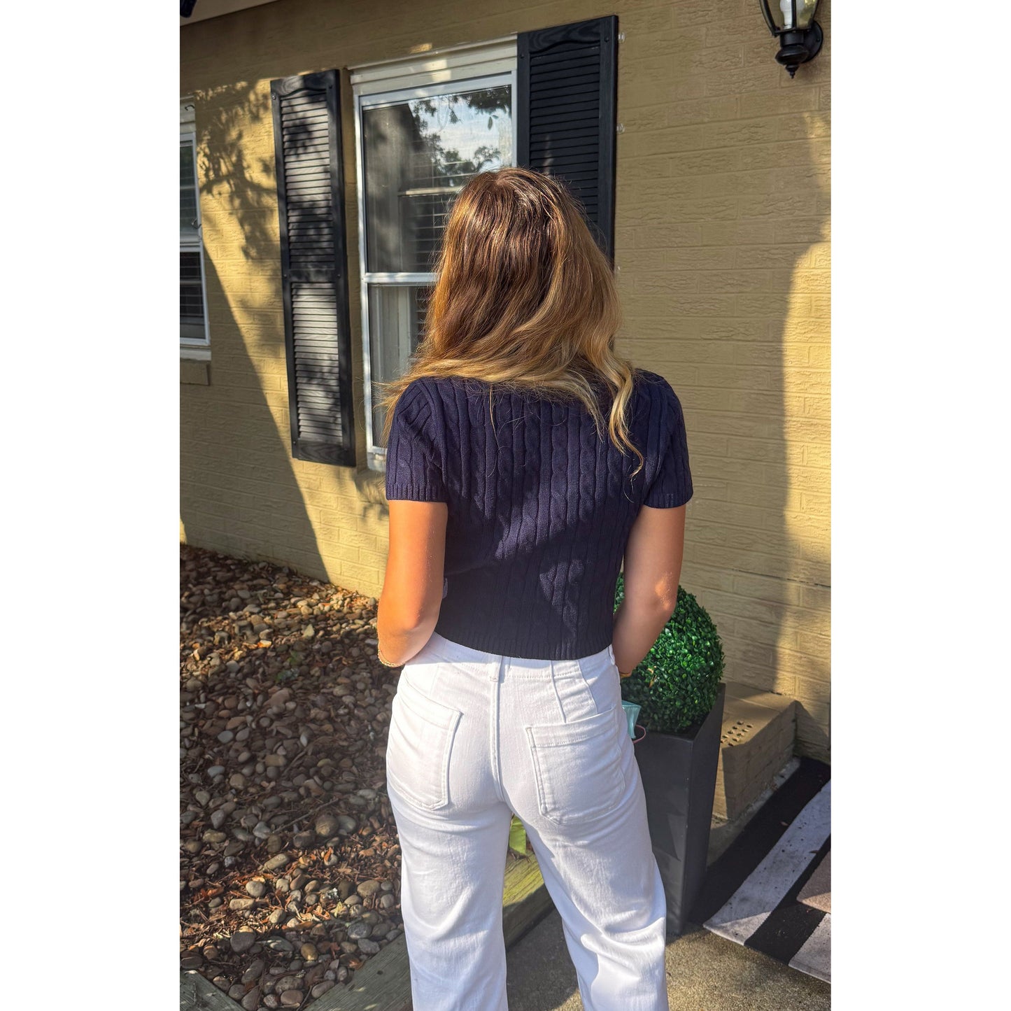 Bella Crop Sweater Top, Navy