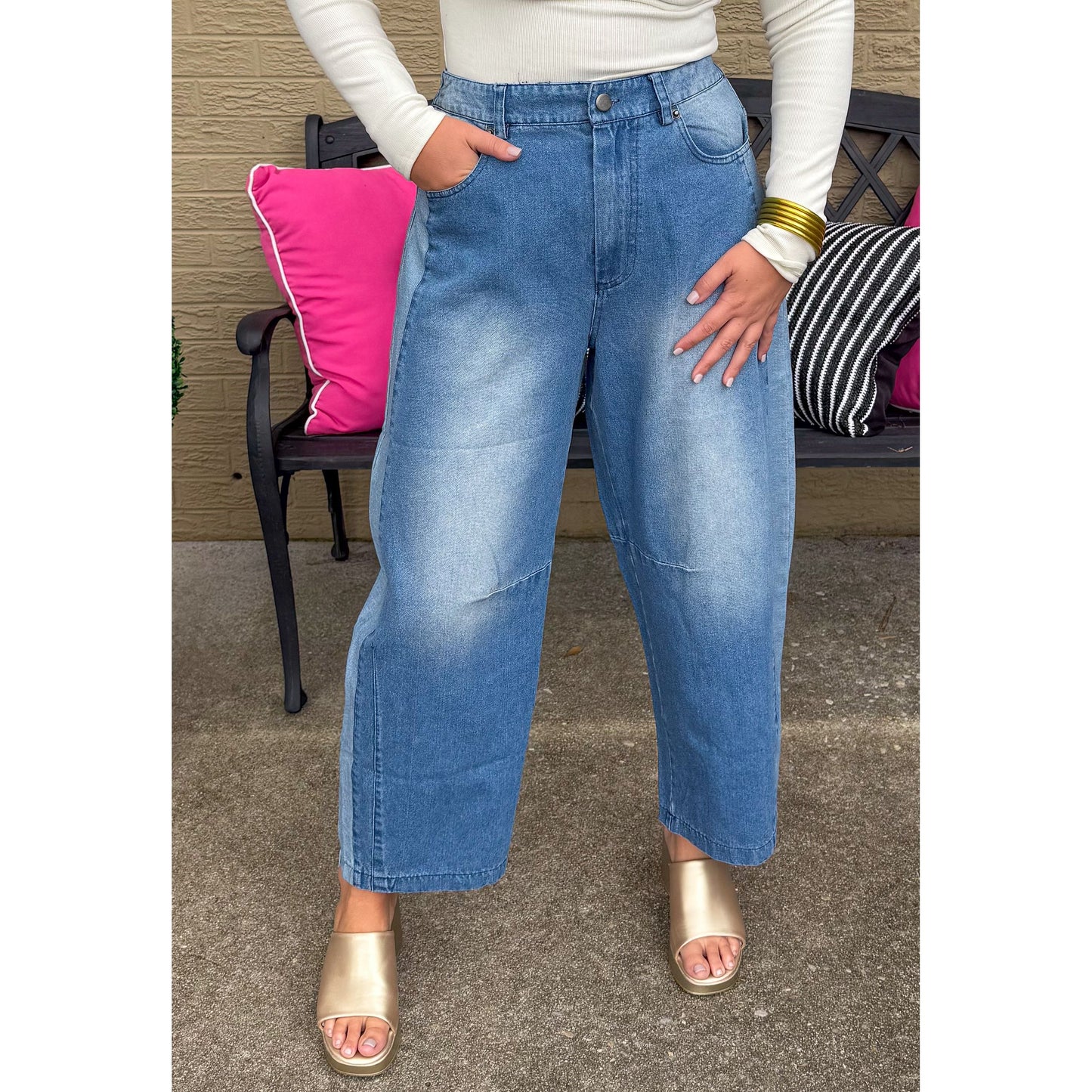 Valerie Barrel Jeans, Two-Tone