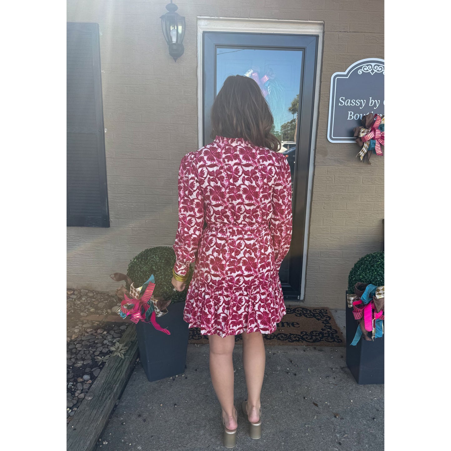Lucy Pattern Mini Dress, Pink Multi