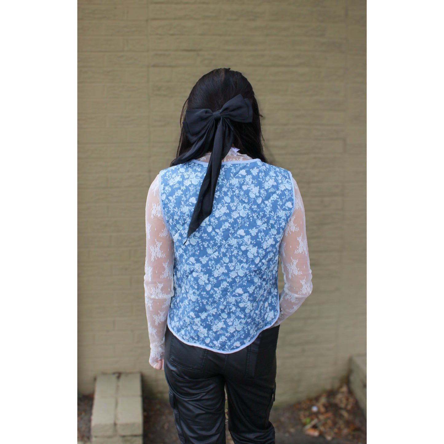 Livia Quilted Vest, Blue Floral