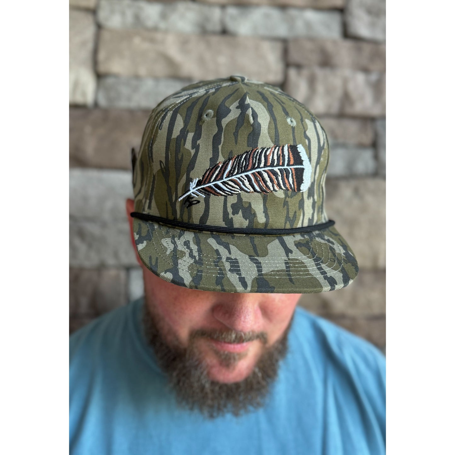 Turkey Feather Camo Rope Hat