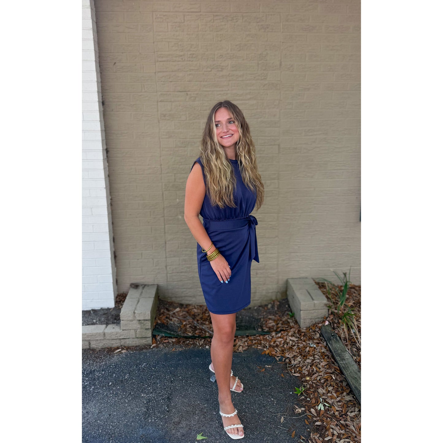 Reagan Wrap Mini Dress, Navy