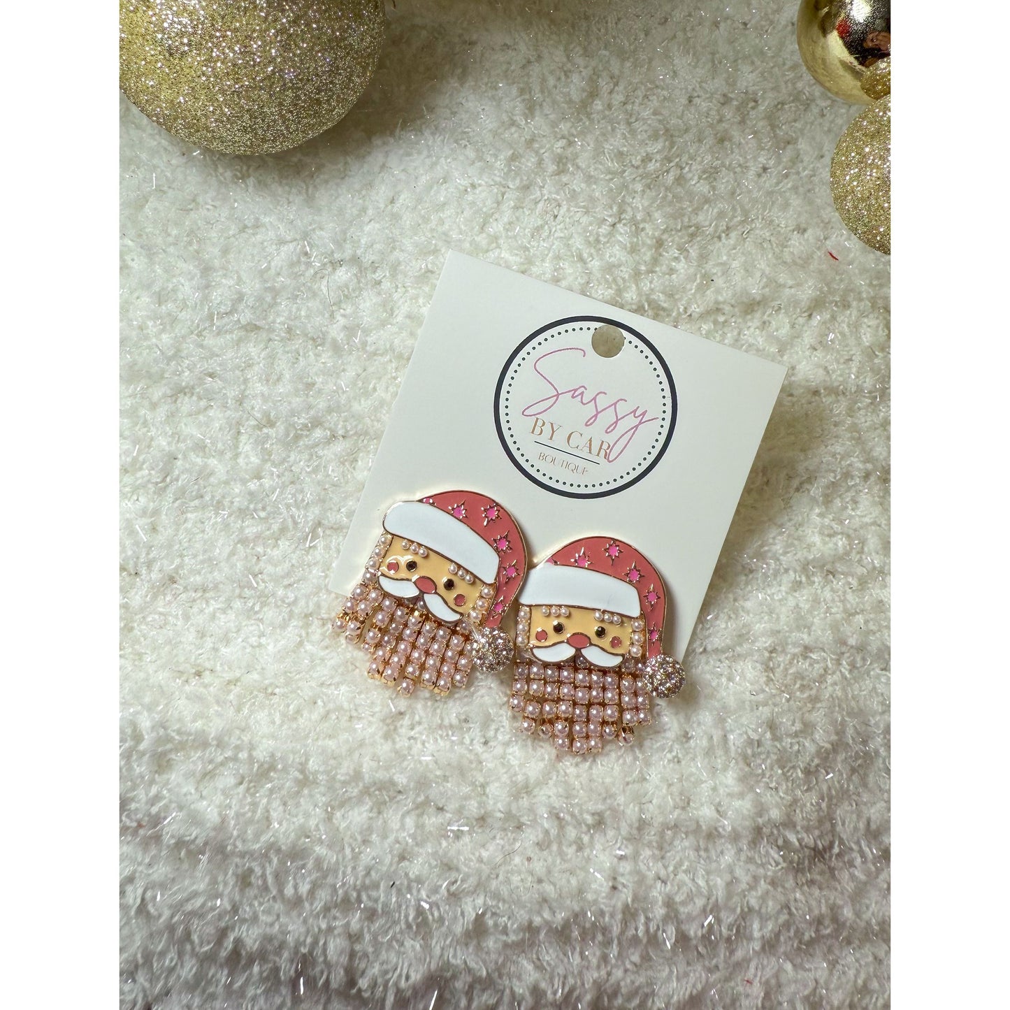 Pink Santa Earrings