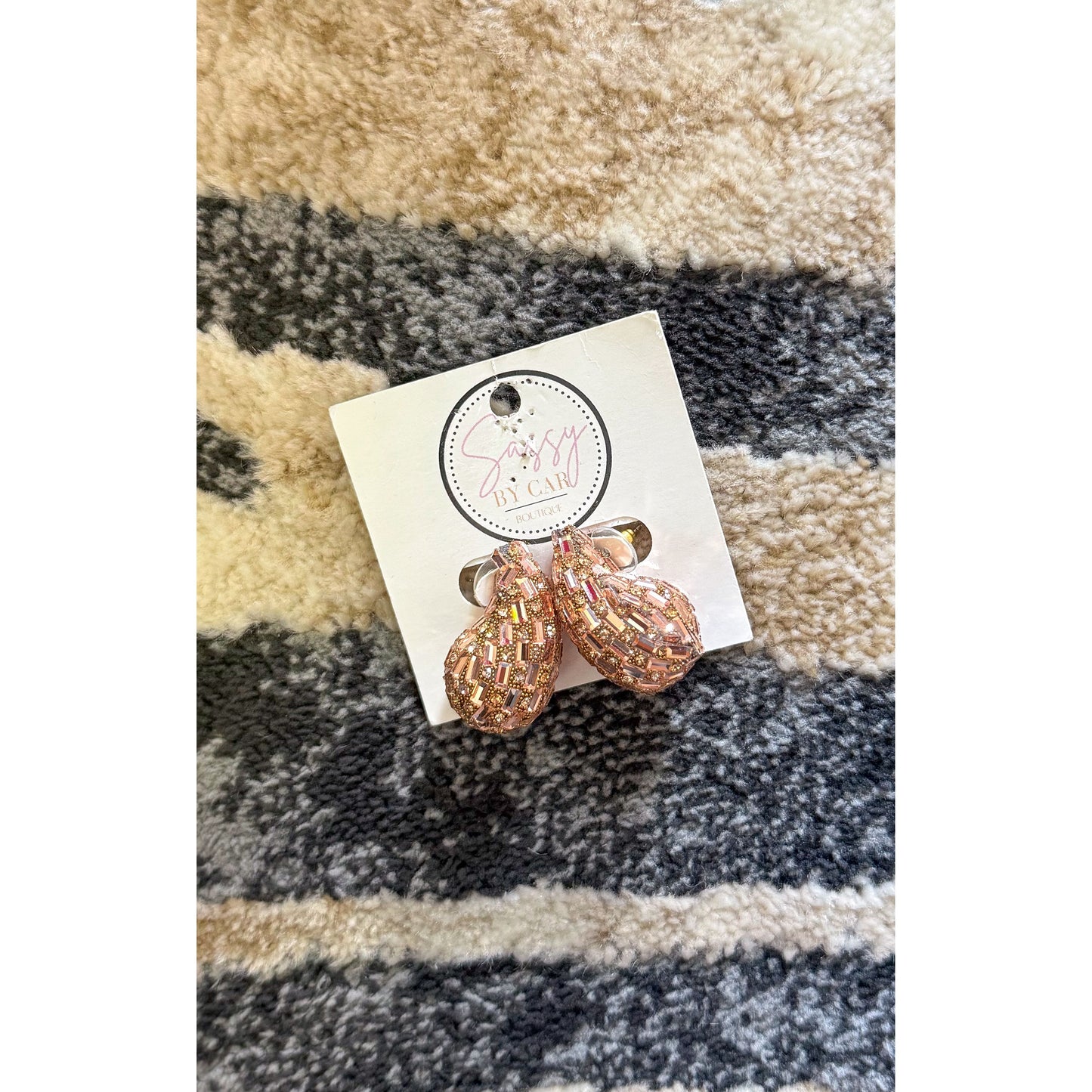 Rose Gold Jeweled Hoops