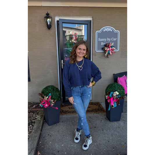 Crop Sweatshirt, Navy