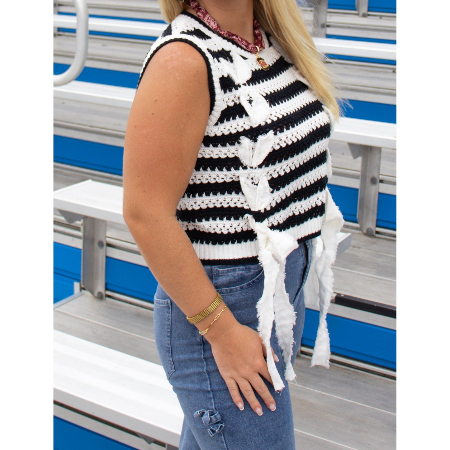 Anna Knit Top, Black/White