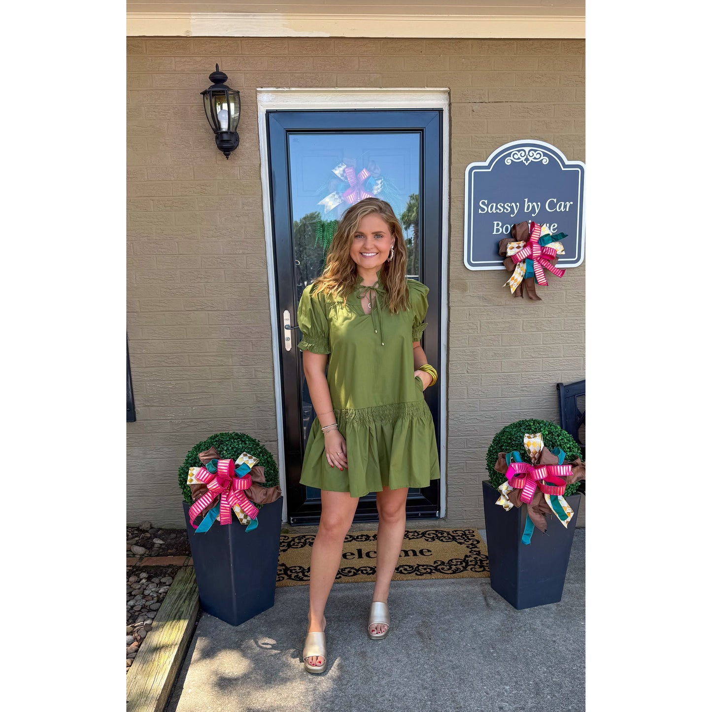 Josie Mini Dress, Olive Green