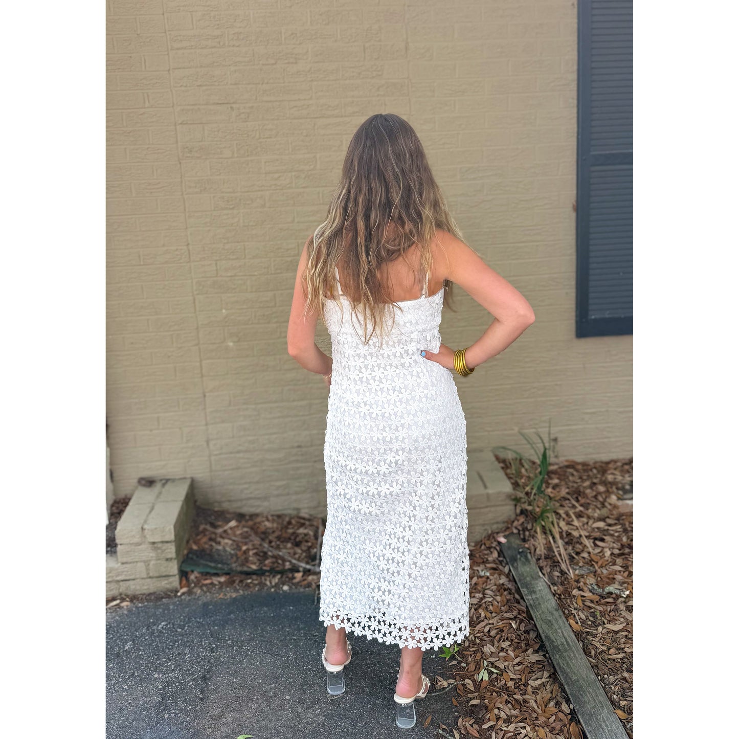 Soph Flower Midi Dress, White