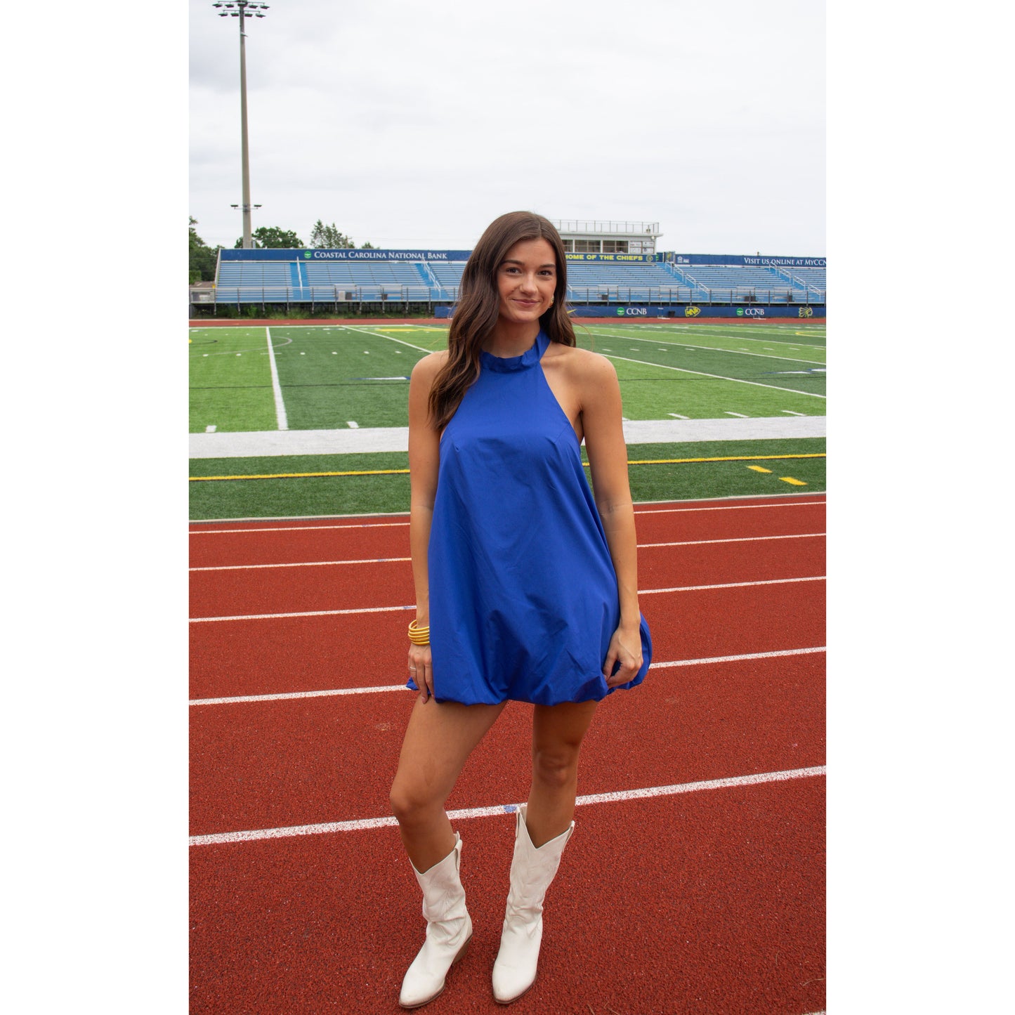 Remi Halter Neck Mini Dress, Royal Blue
