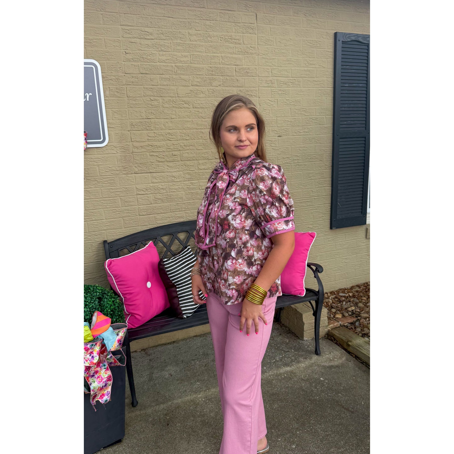 Chloe Floral Top, Mauve Multi
