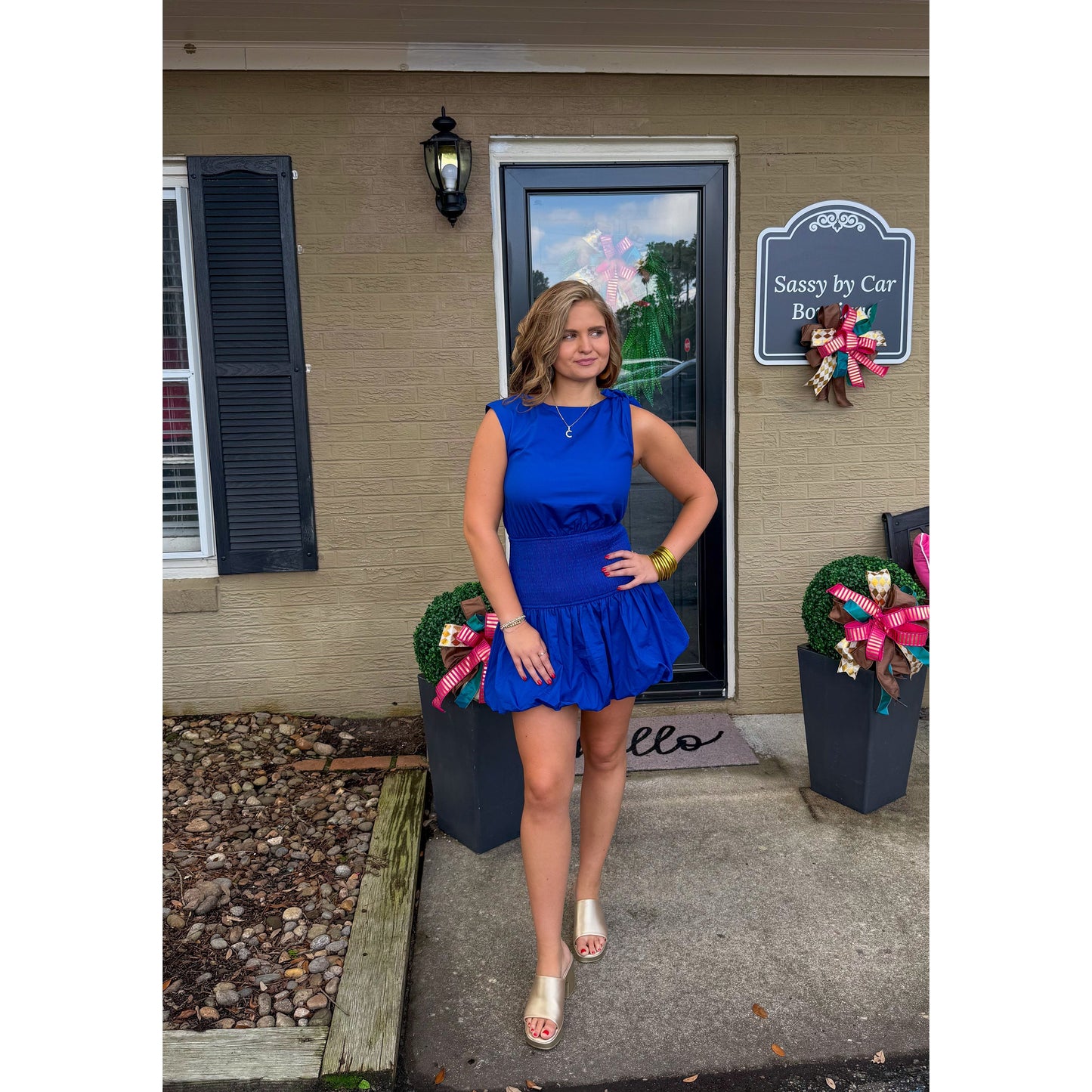 Maddy Detail Mini Dress, Royal Blue