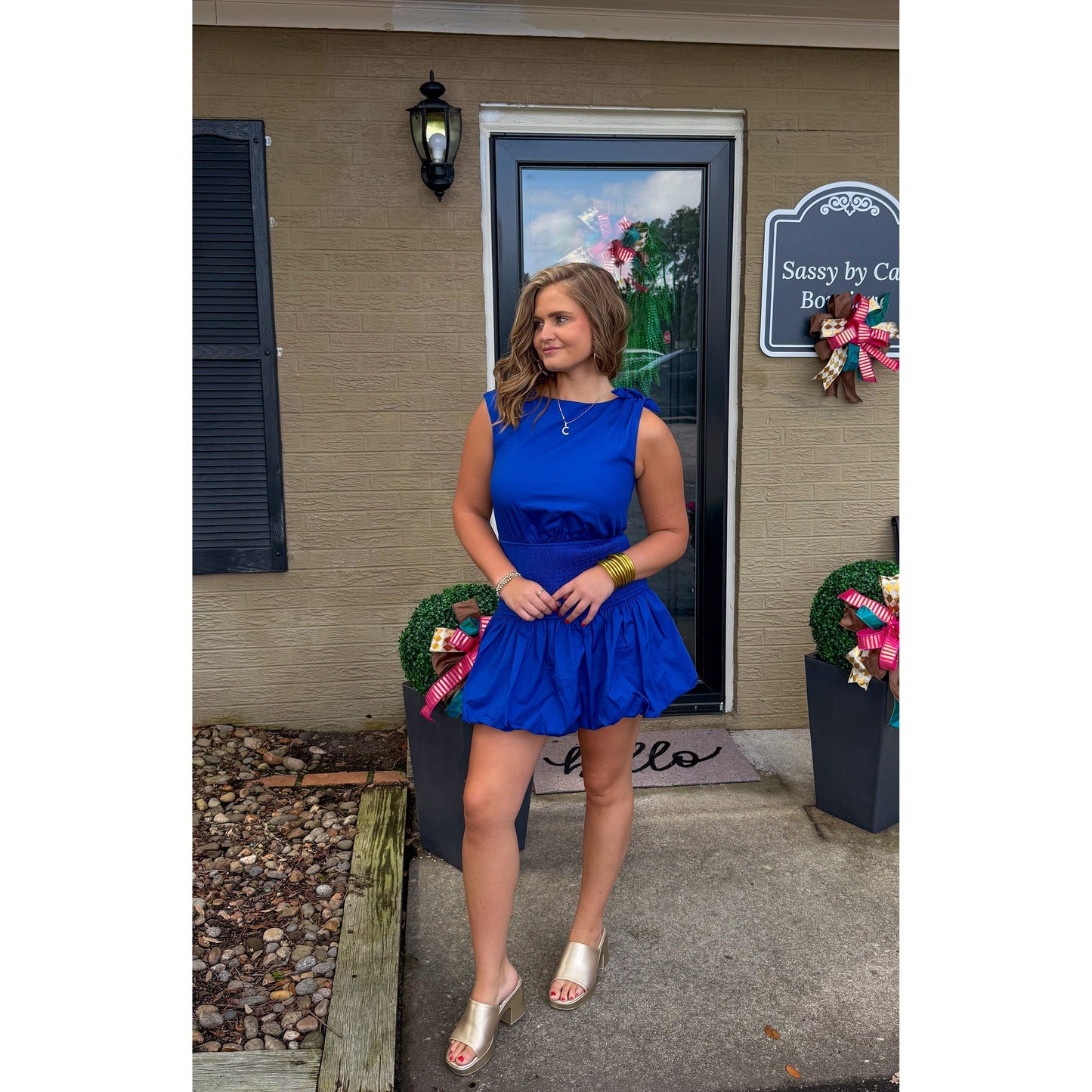 Maddy Detail Mini Dress, Royal Blue
