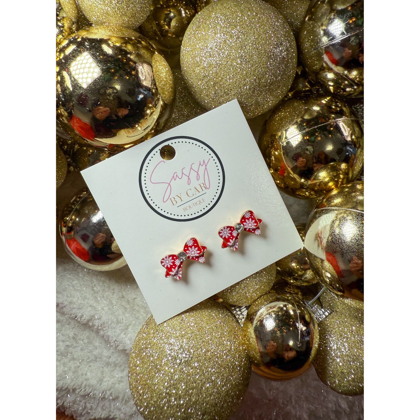 Red/White Bow Earrings