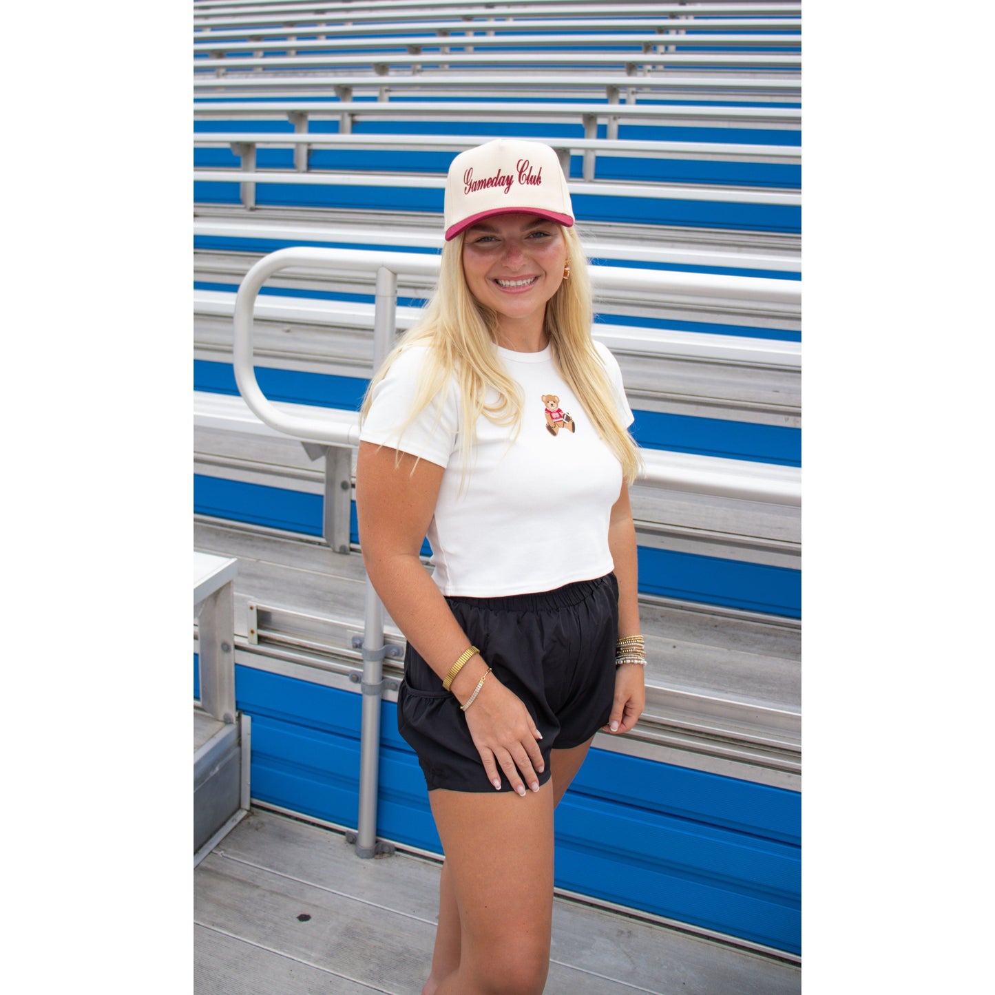 Teddy Bear Gameday Baby Tee, White