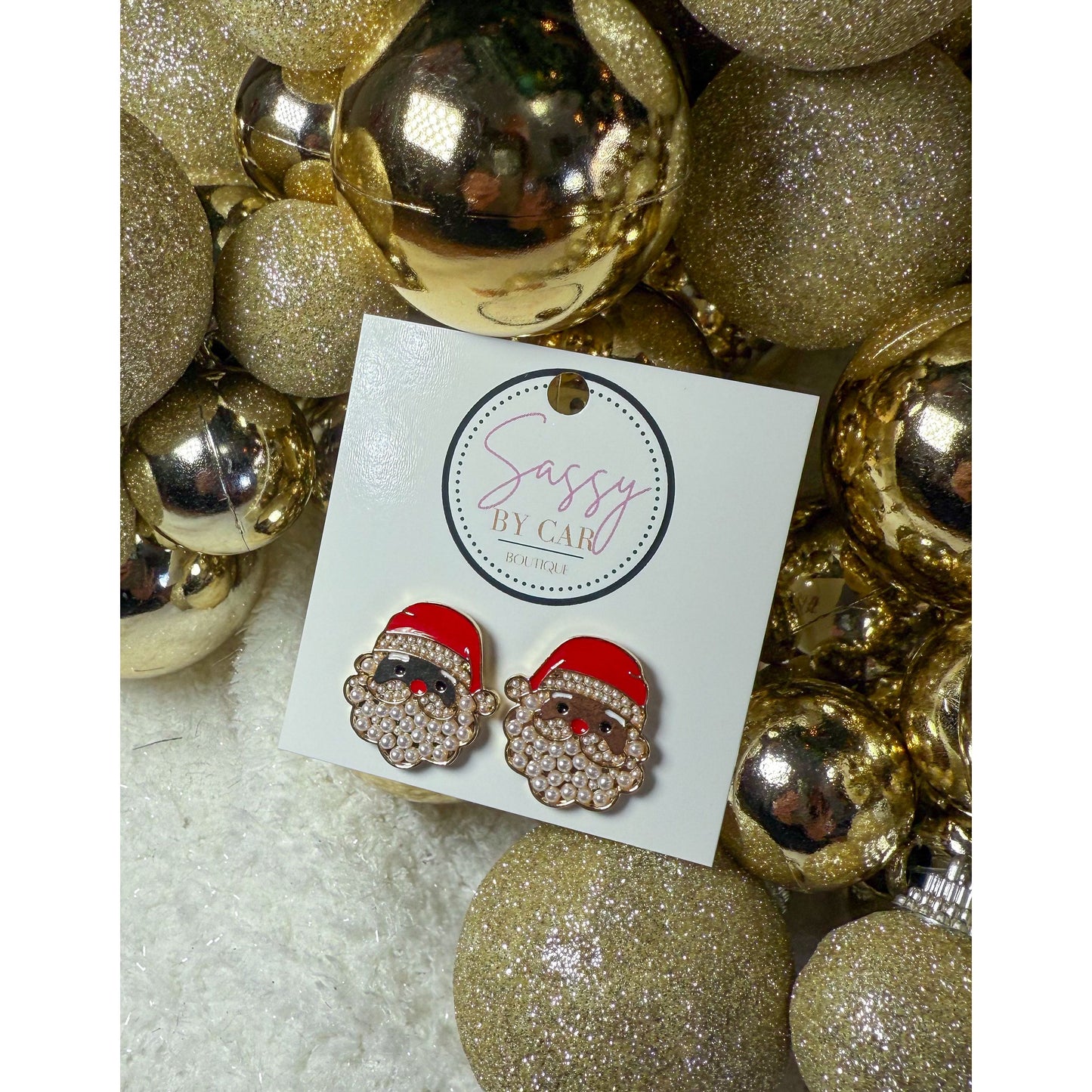 Santa w/Pearls Earrings