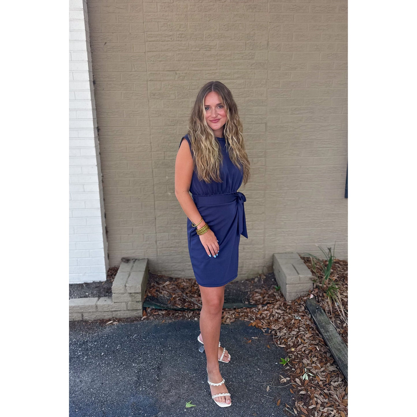 Reagan Wrap Mini Dress, Navy
