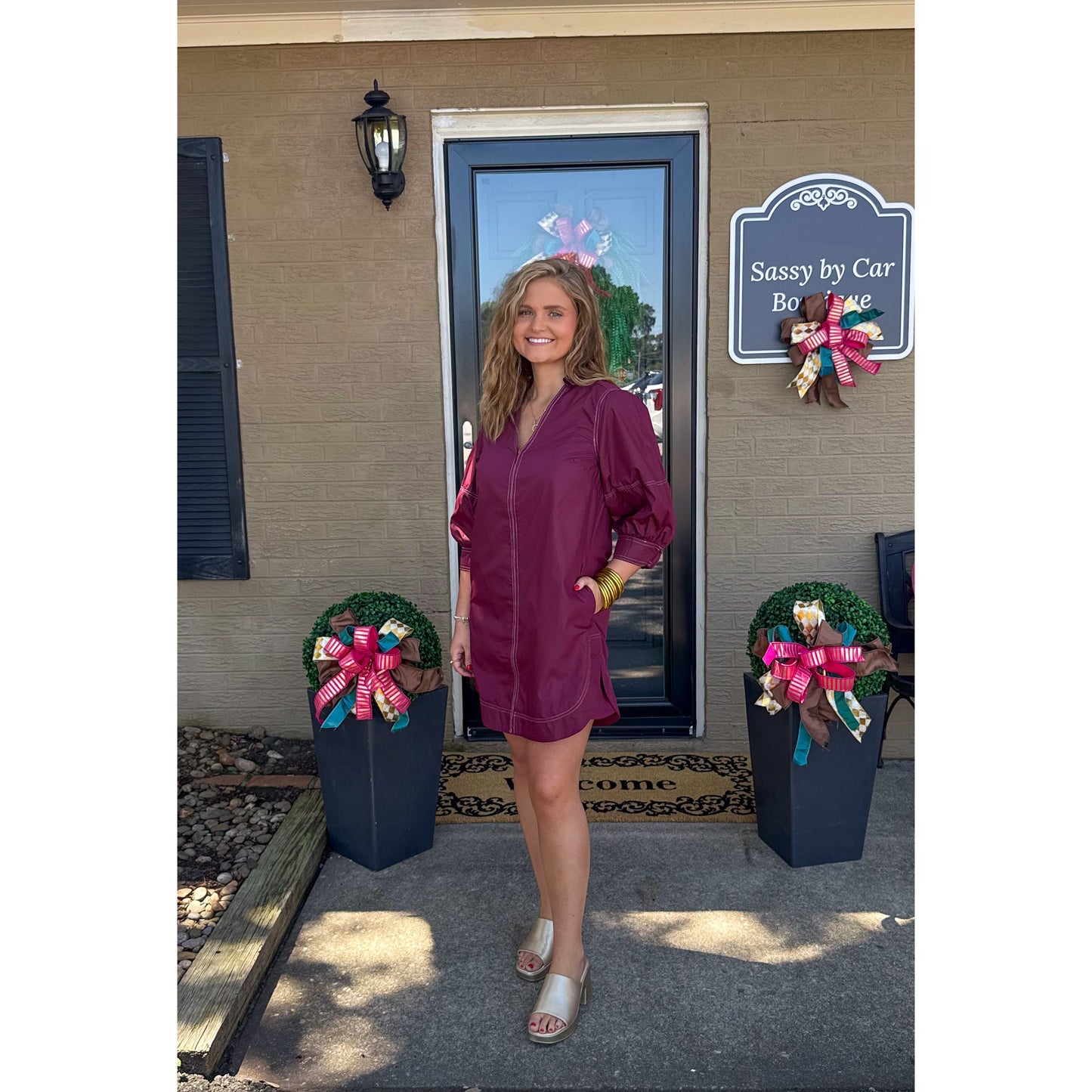 Ashe Mini Dress, Burgundy