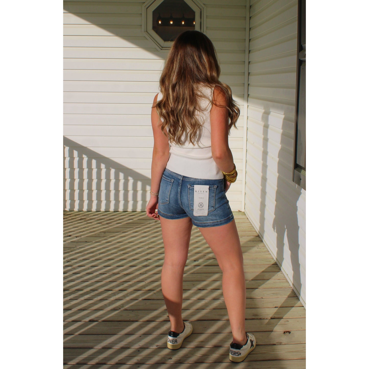 Delaney Patch Pocket Shorts, Dark Wash