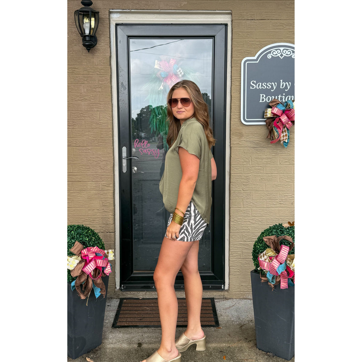 Celeste V-Neck Top, Olive
