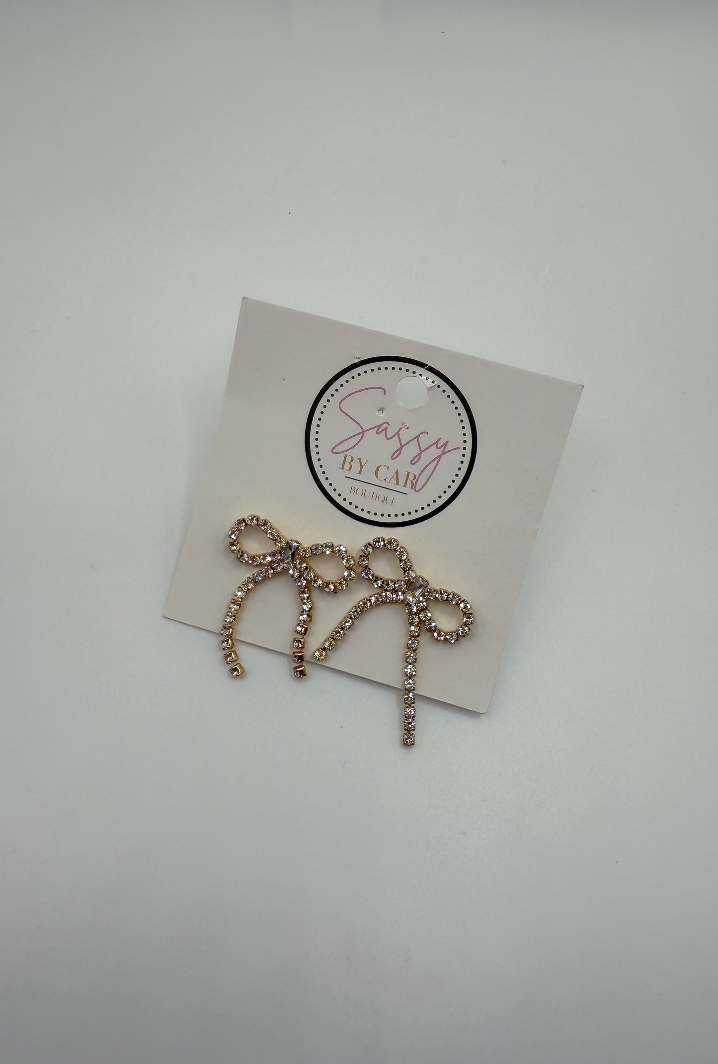 Crystal/Gold Bow Earrings
