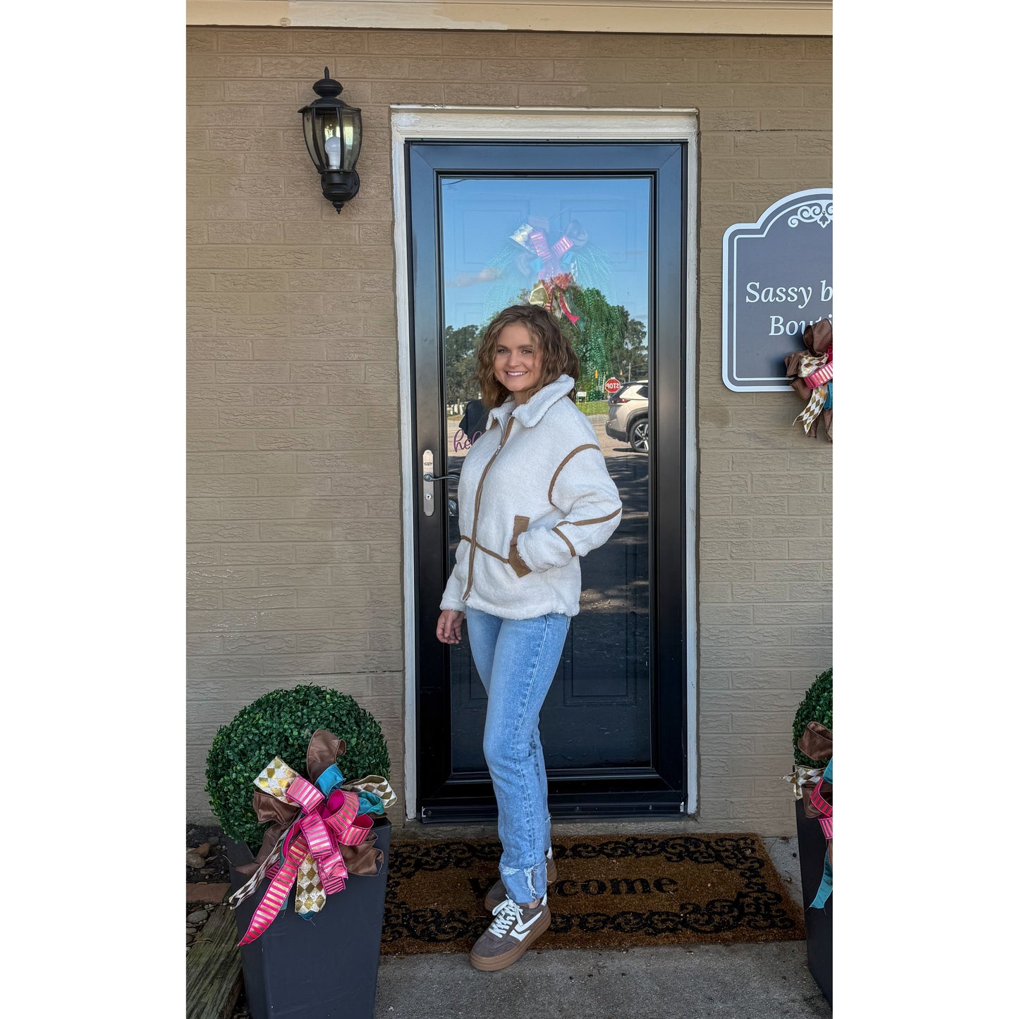 Sherpa Jacket, Cream/Taupe