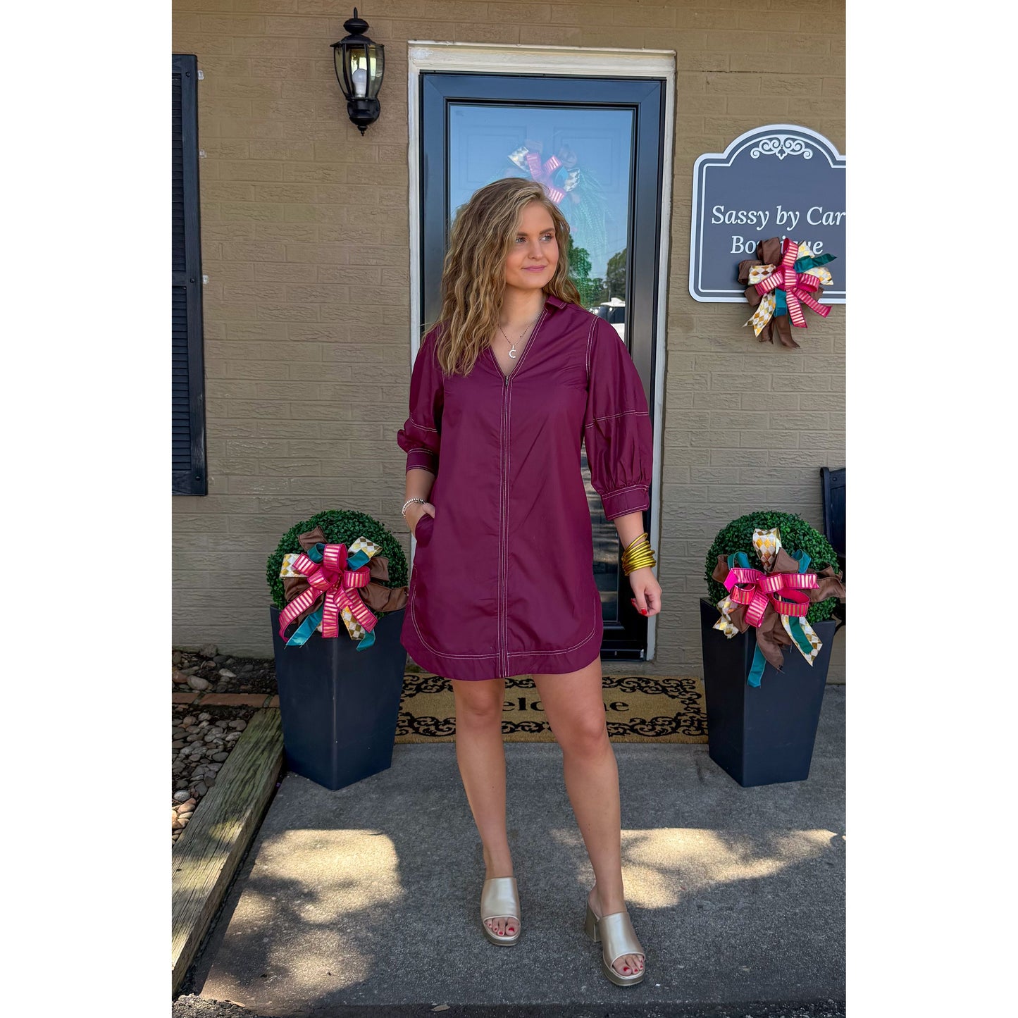 Ashe Mini Dress, Burgundy