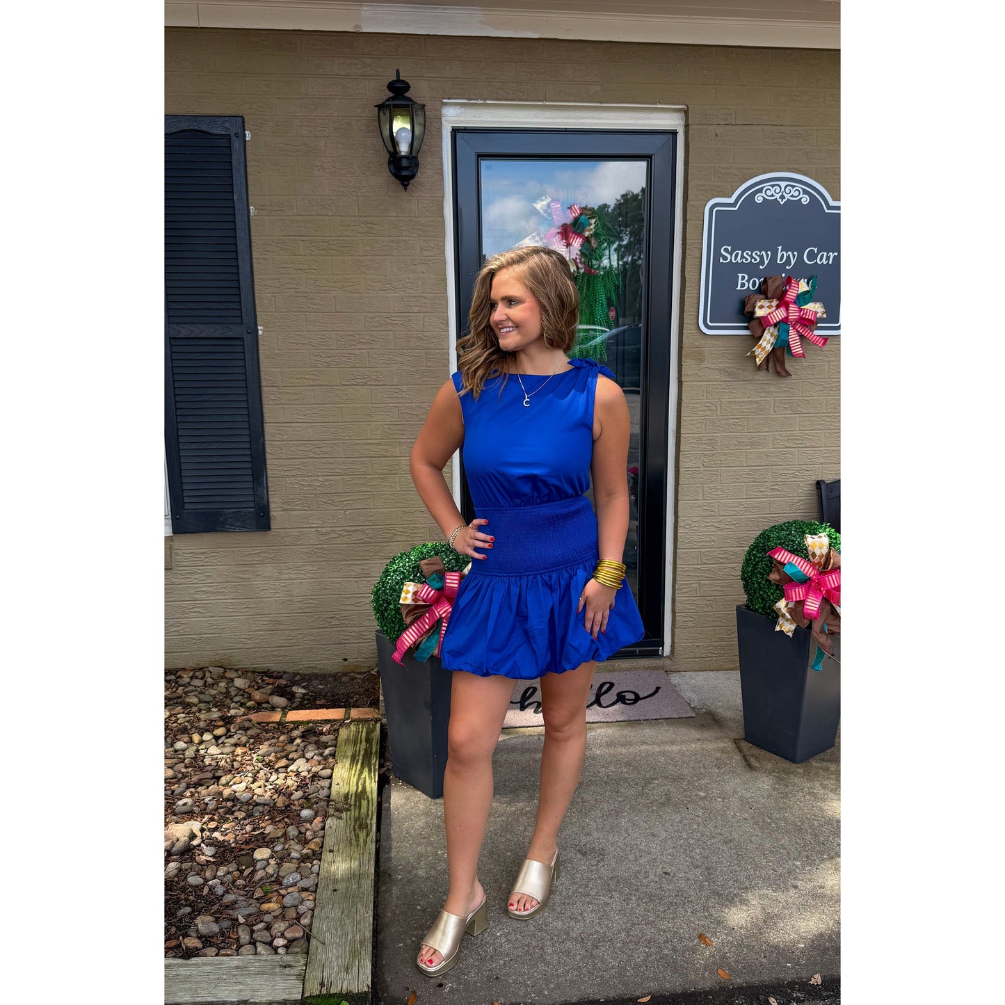 Maddy Detail Mini Dress, Royal Blue