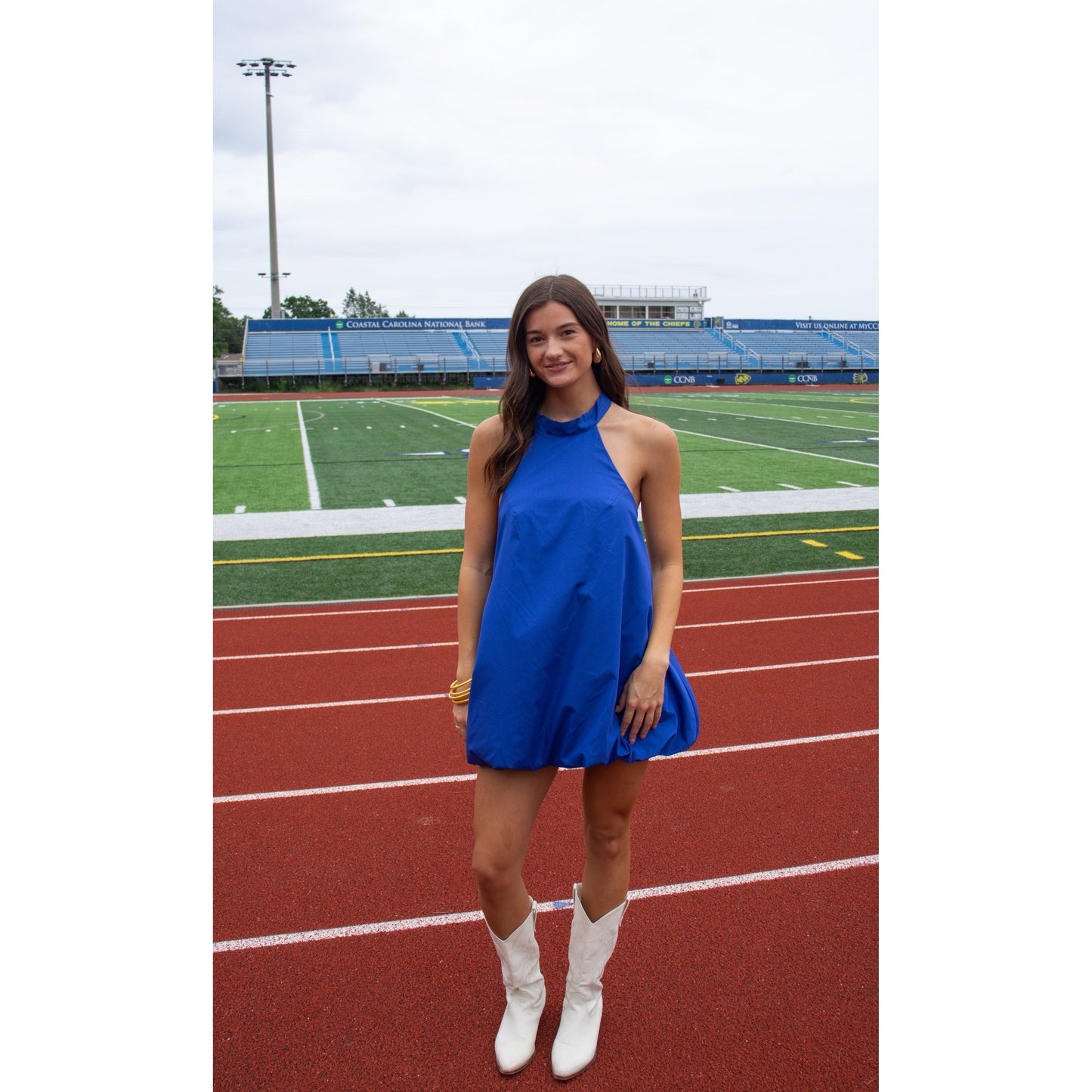 Remi Halter Neck Mini Dress, Royal Blue