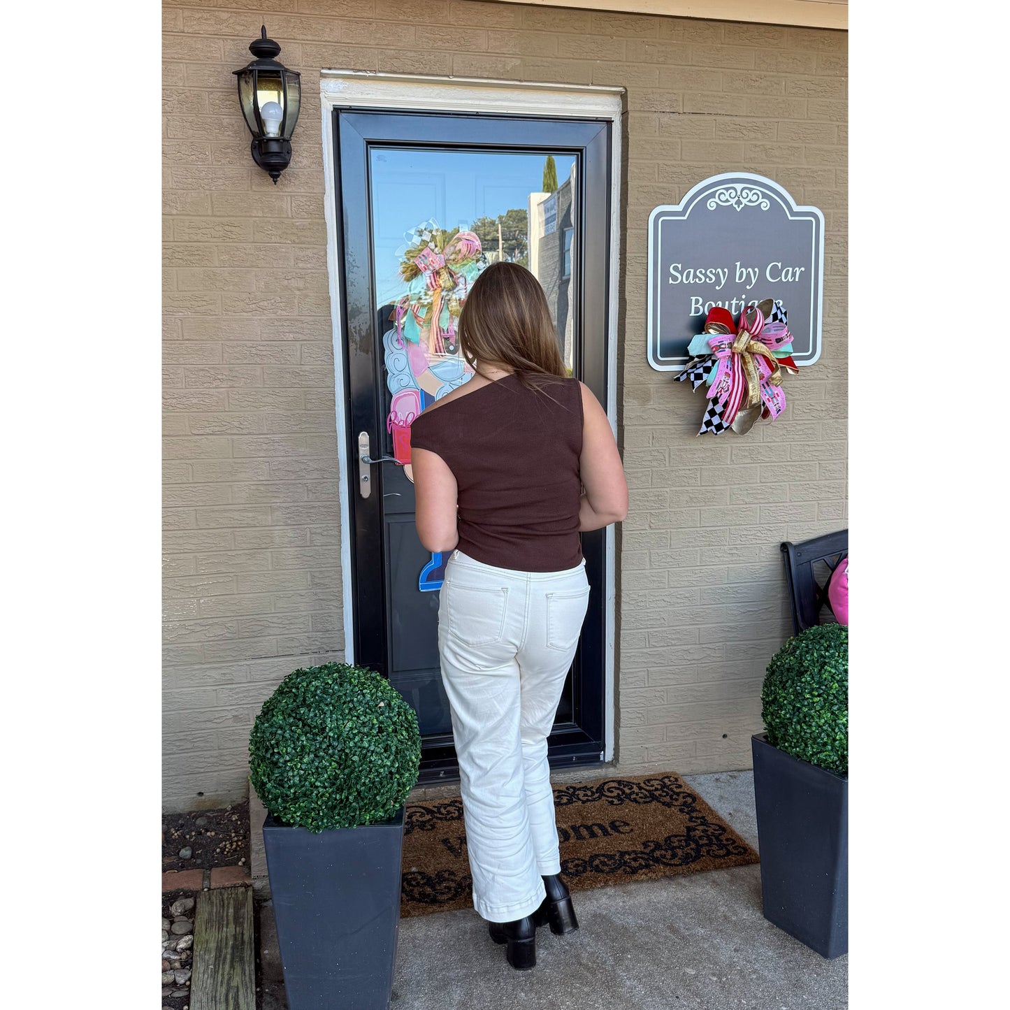 Asymmetrical Top, Chocolate Brown