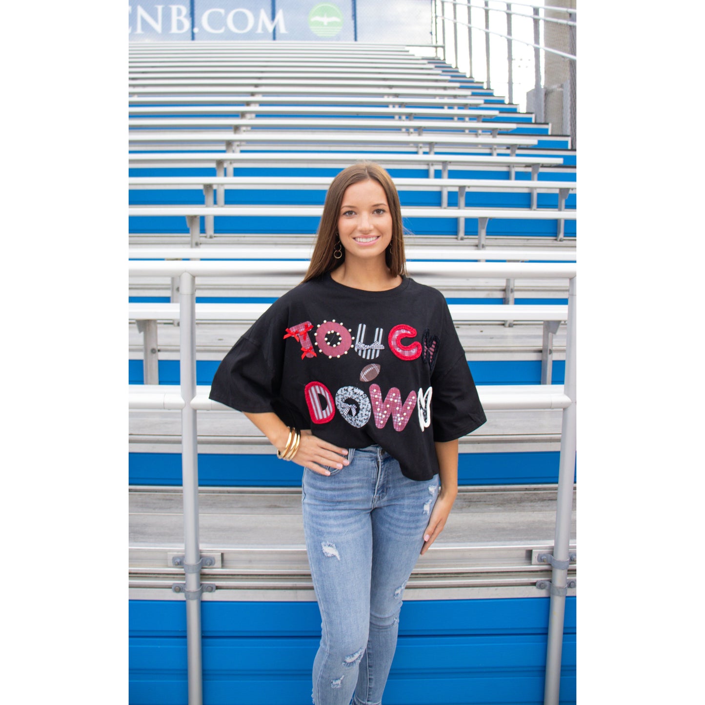 Touchdown Graphic Top, Black Multi