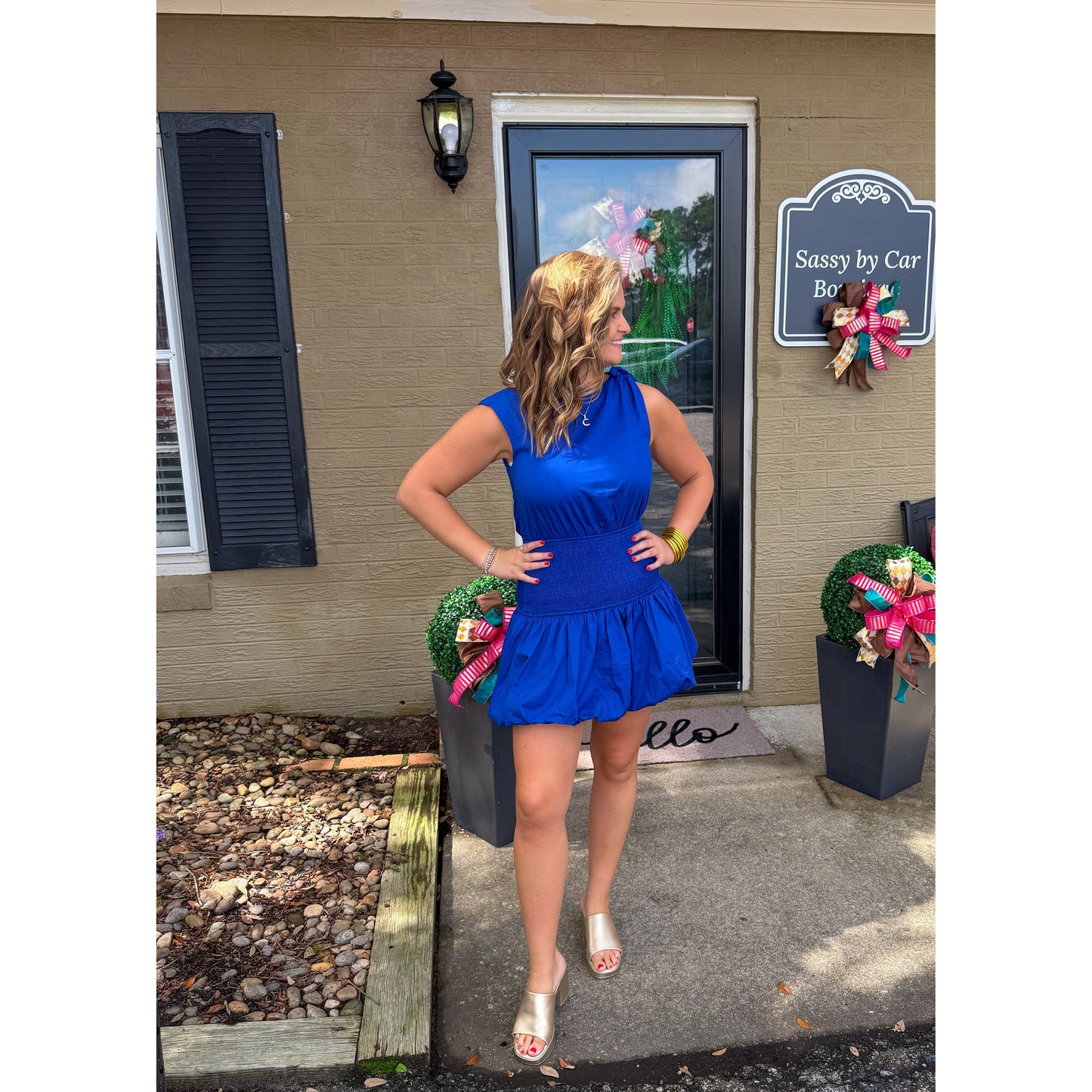 Maddy Detail Mini Dress, Royal Blue