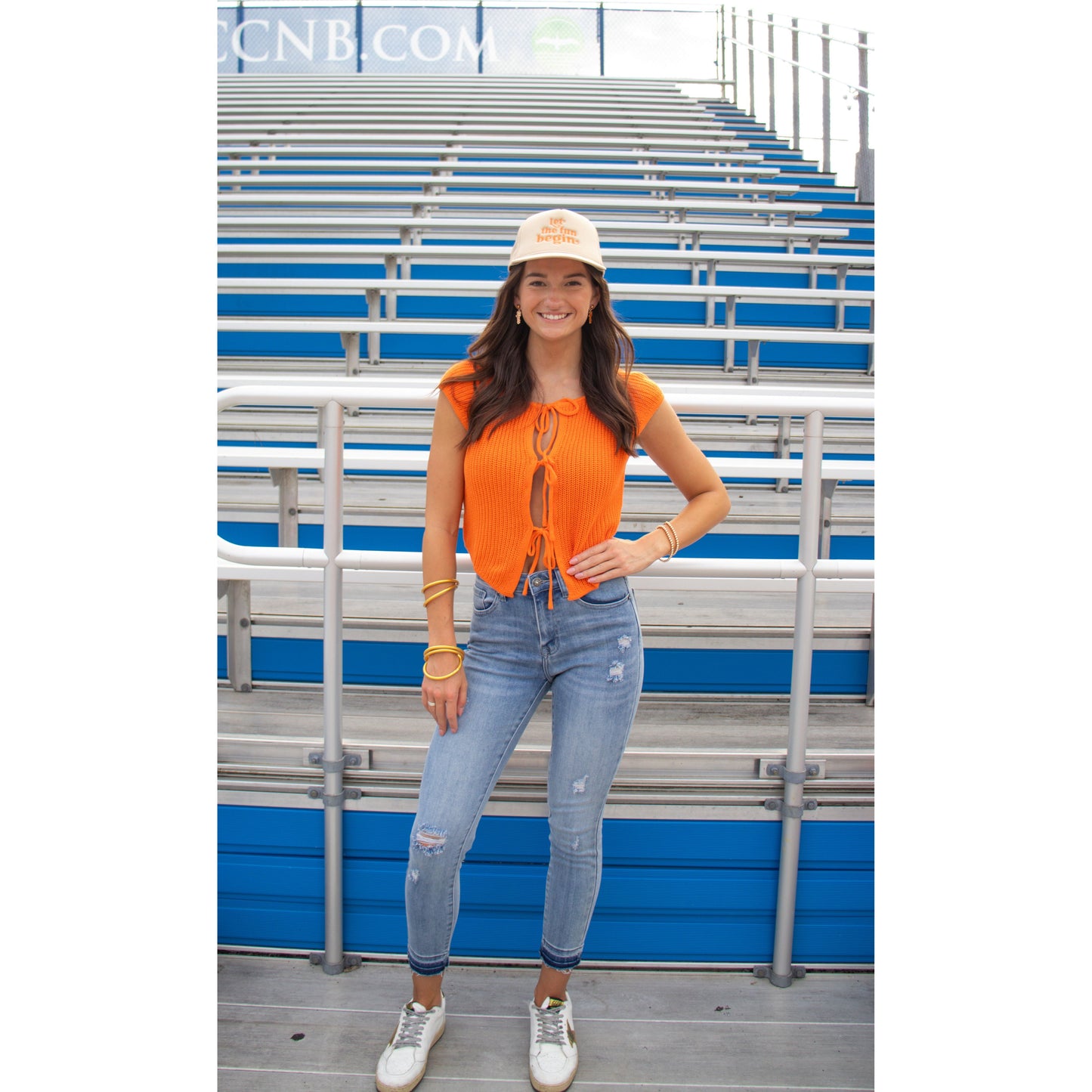 Rowan Front Tie Top, Orange